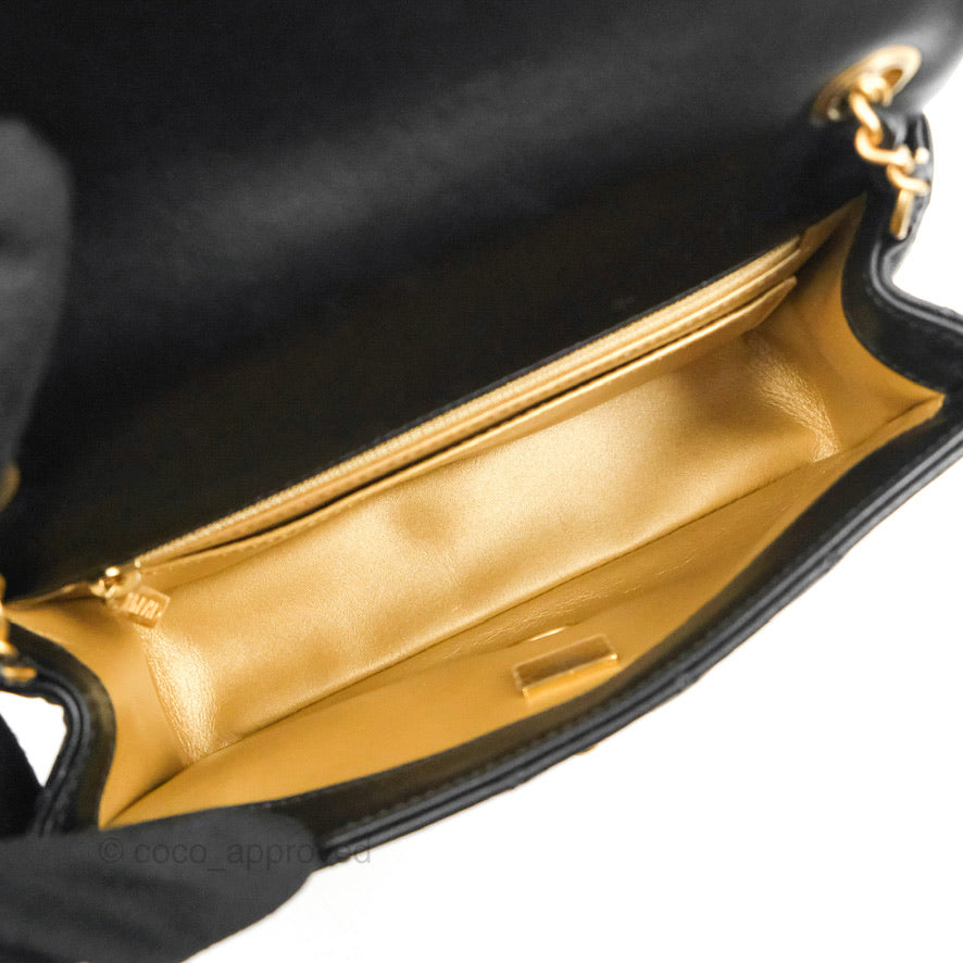 Chanel Mini Rectangular Pearl Crush Quilted Black Lambskin Gold Hardware