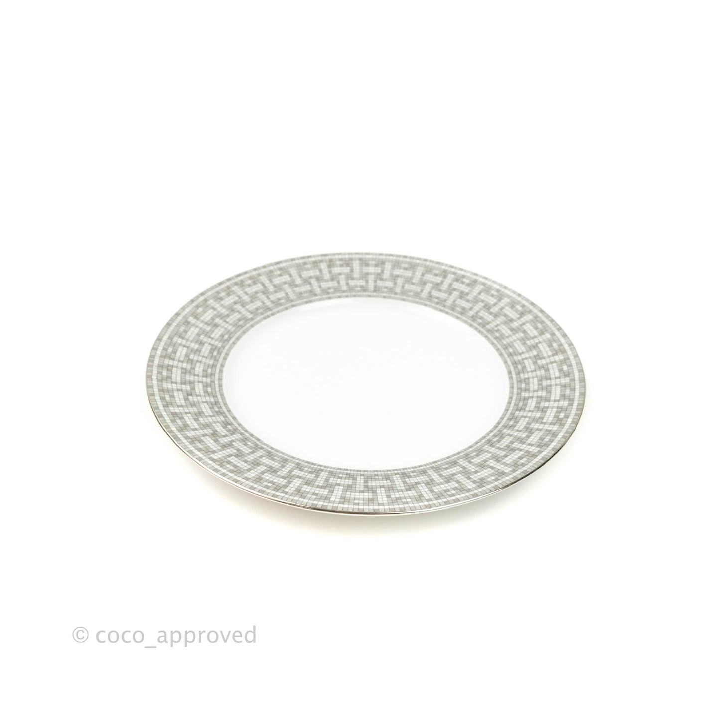 Hermès Mosaique au 24 Platinum Dinner Plates in Grey