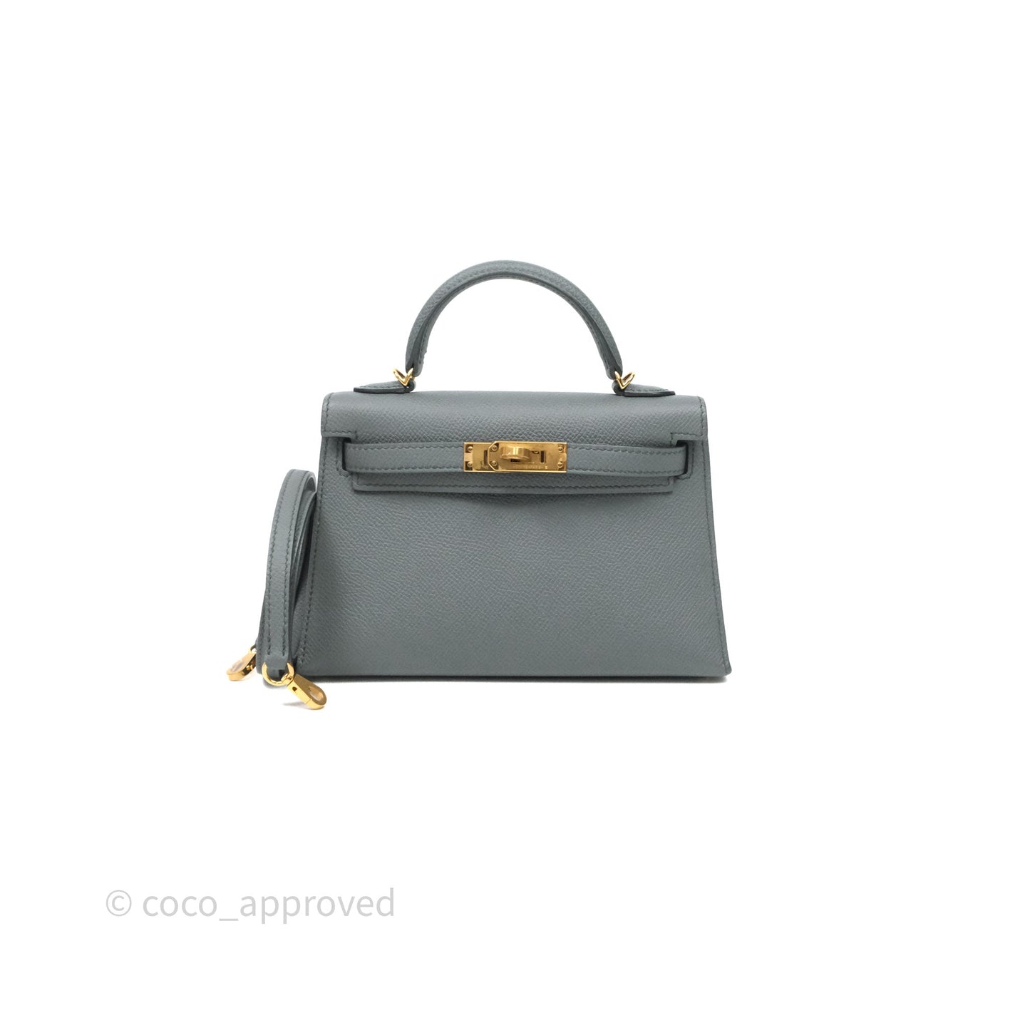 Hermès Mini Kelly Vert Amande 63 Epsom Gold Hardware