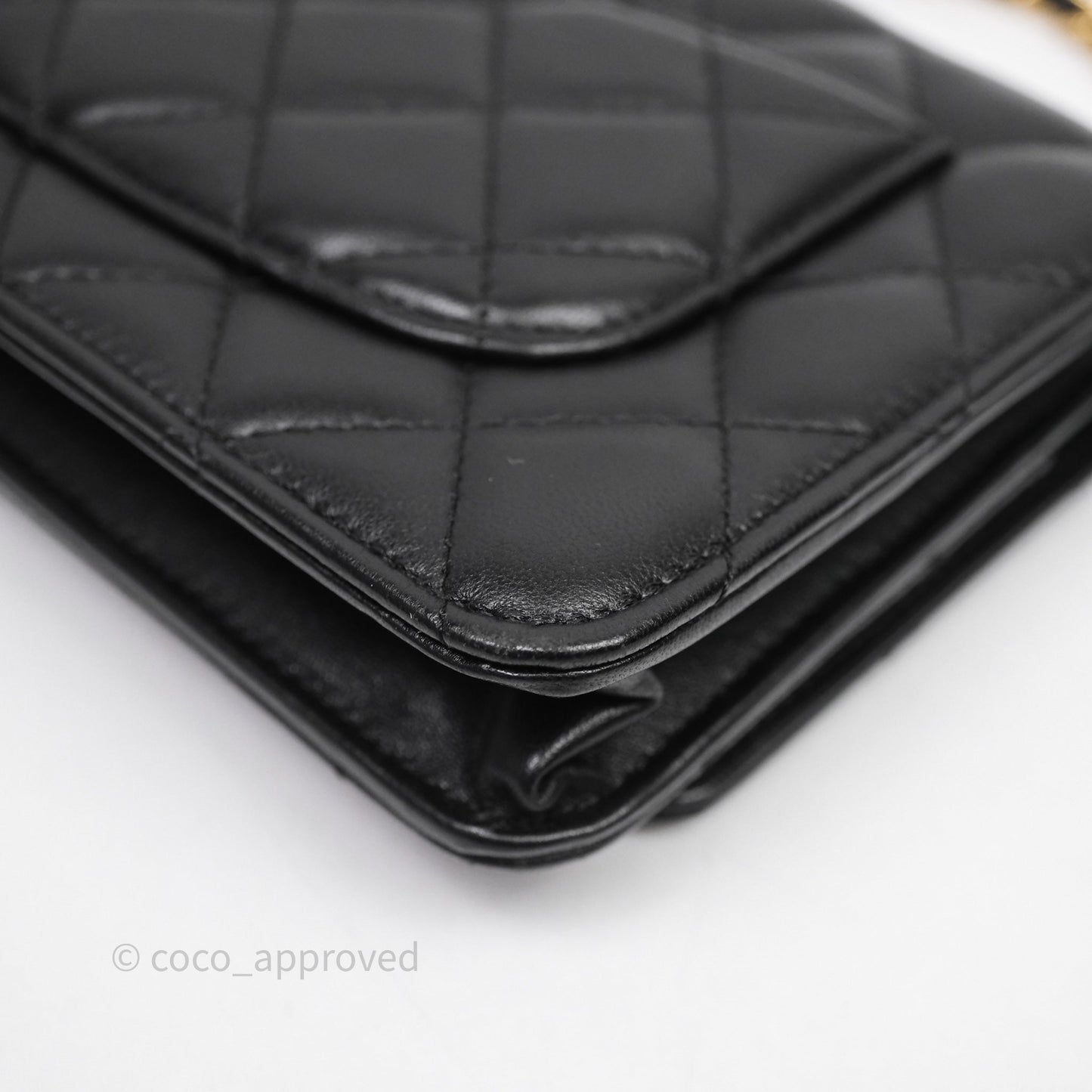Chanel Quilted WOC Black Lambskin Gold Hardware