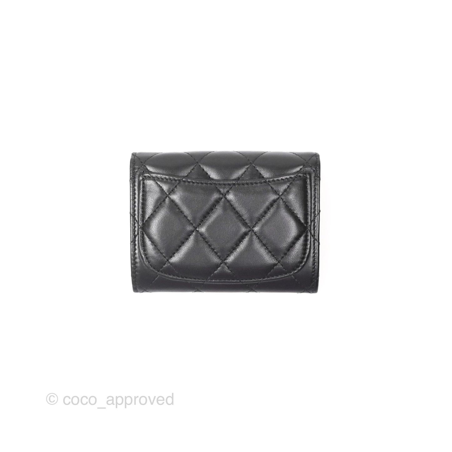 Chanel Classic Flap Coin Purse Black Lambskin Silver Hardware
