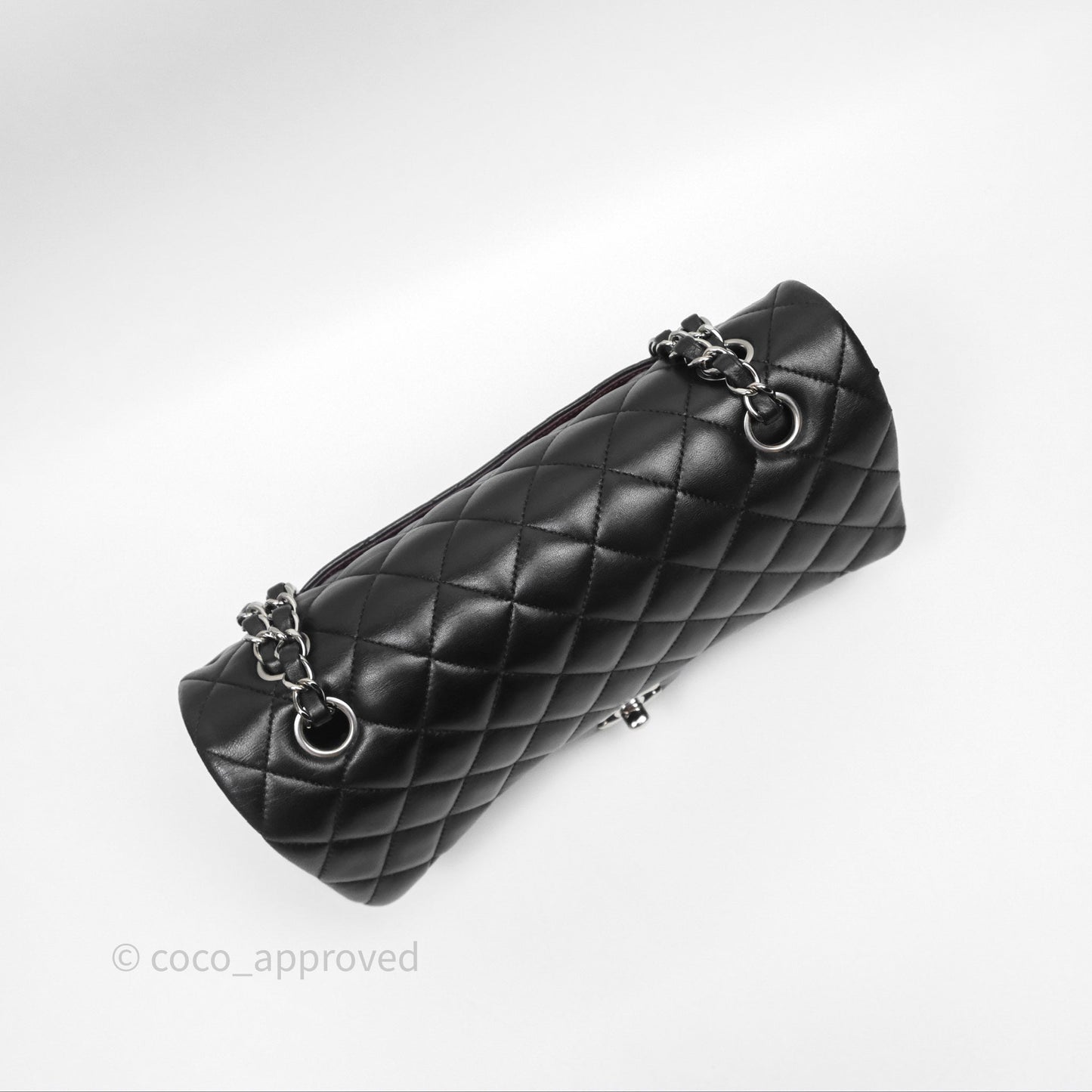 Chanel Classic M/L Medium Flap Quilted Black Lambskin Silver Hardware