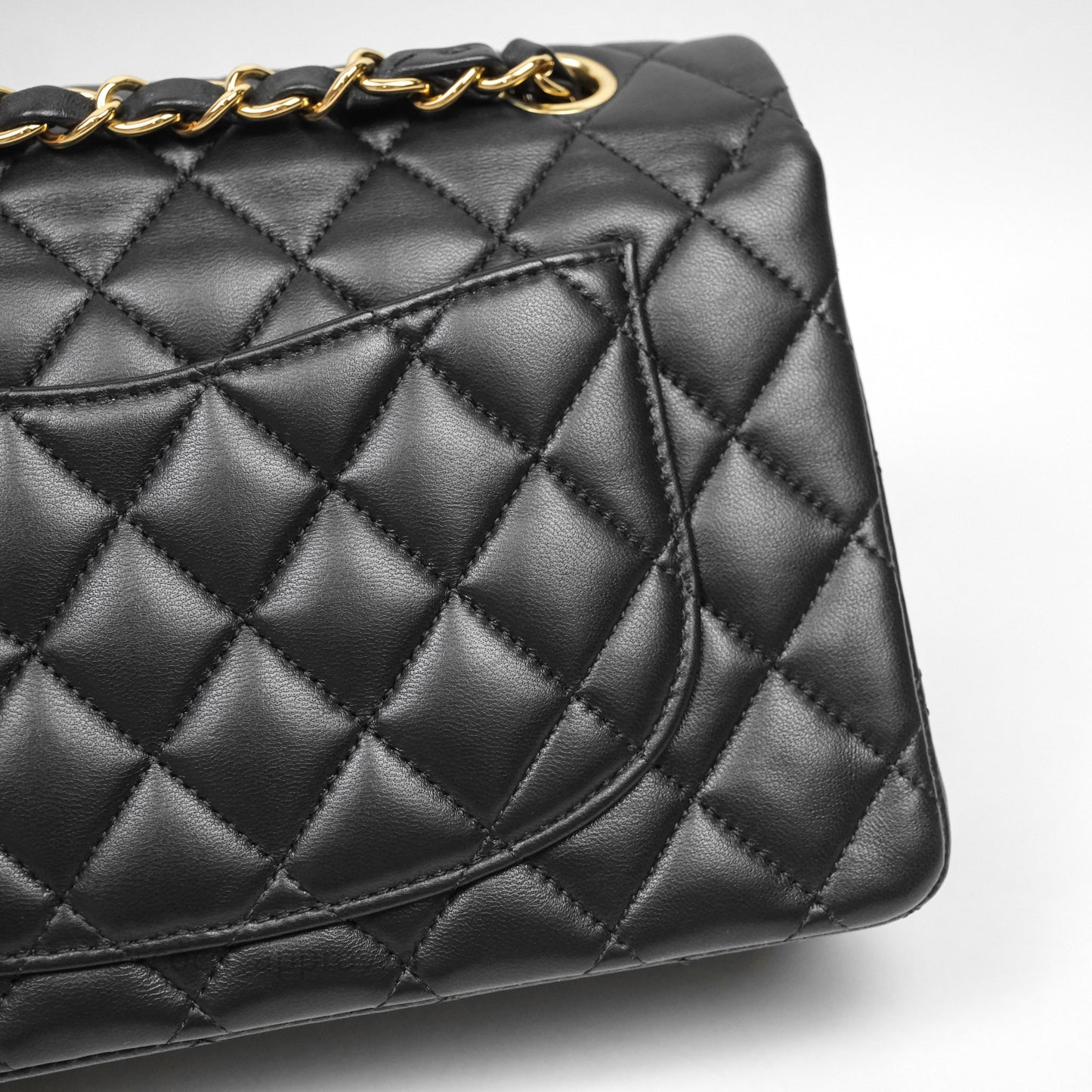 Chanel Small Classic Flap Quilted Black Lambskin Gold Hardware