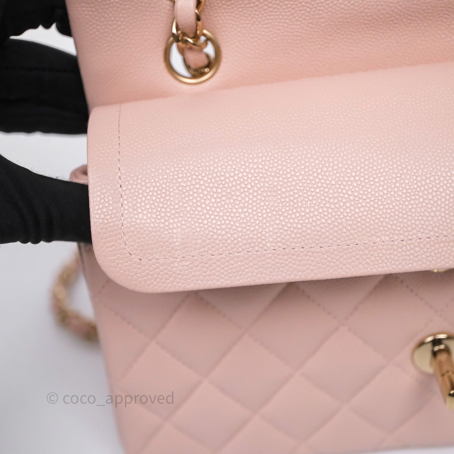 Chanel Small Classic Flap Quilted Light Pink Caviar Gold Hardware
