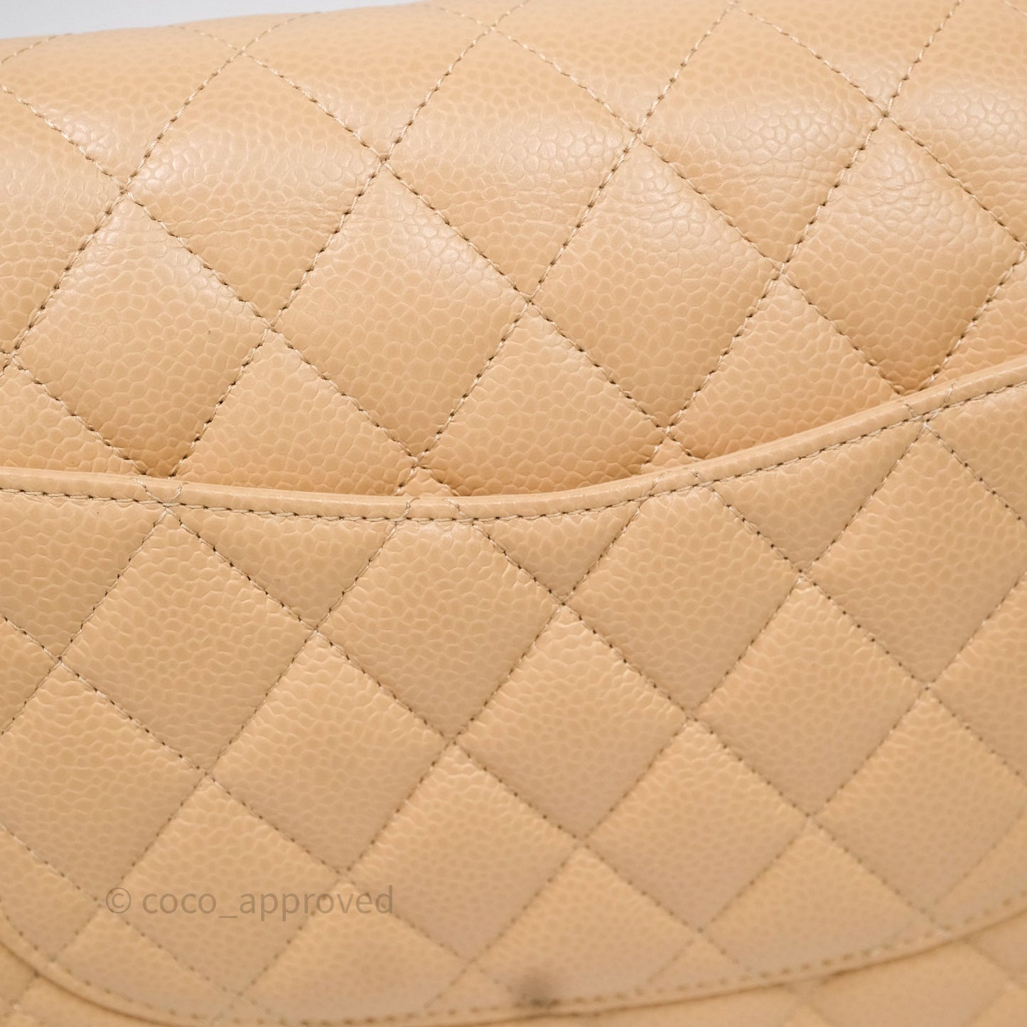 Chanel Classic M/L Medium Flap Quilted Beige Caviar Silver Hardware