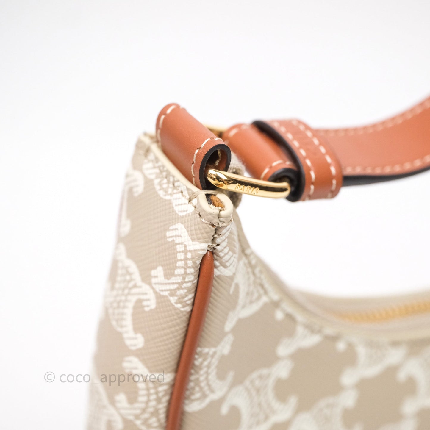 Celine Ava Bag In Triomphe Canvas Calfskin Grege