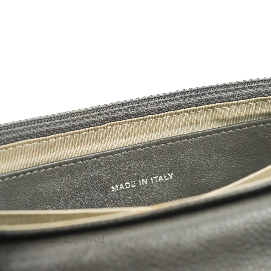 Chanel Half Moon Wallet on Chain WOC Dark Grey Caviar Silver Hardware