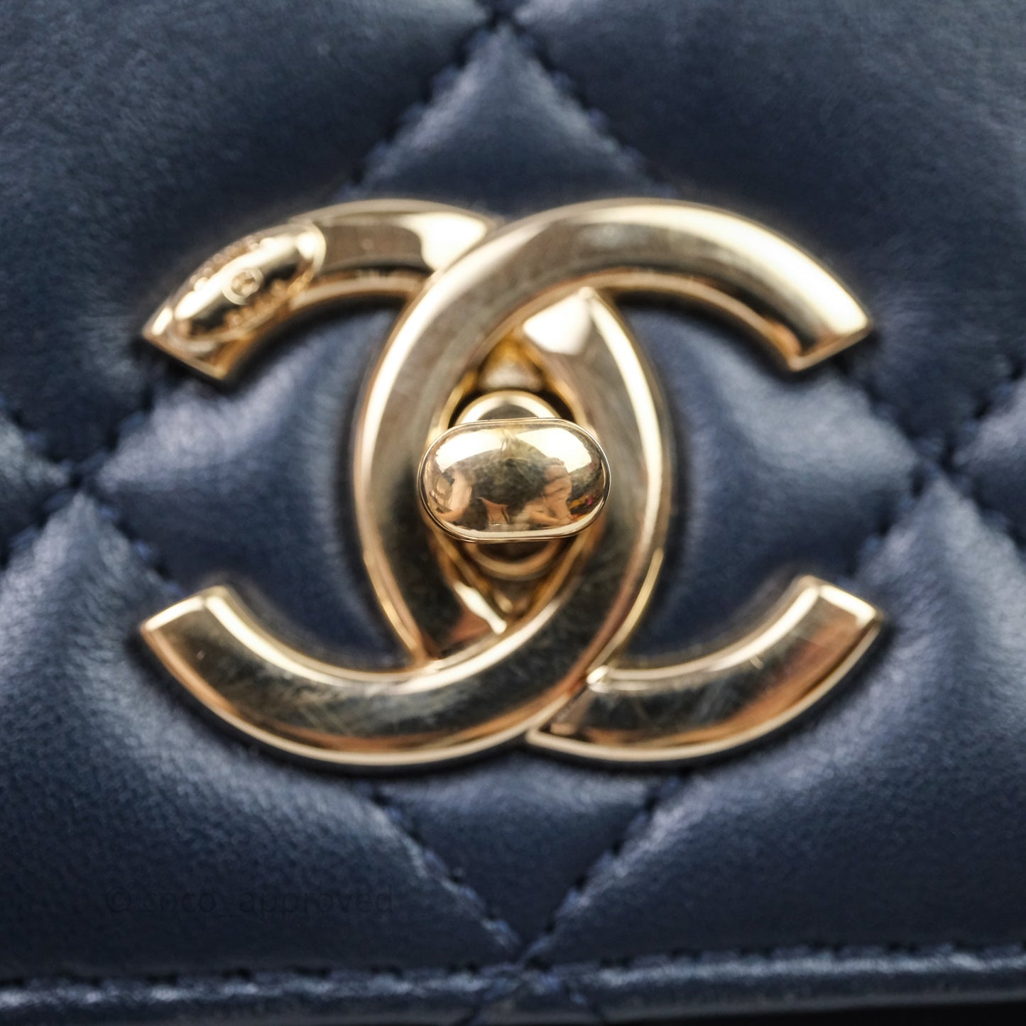 Chanel Small Trendy CC Navy Lambskin Gold Hardware