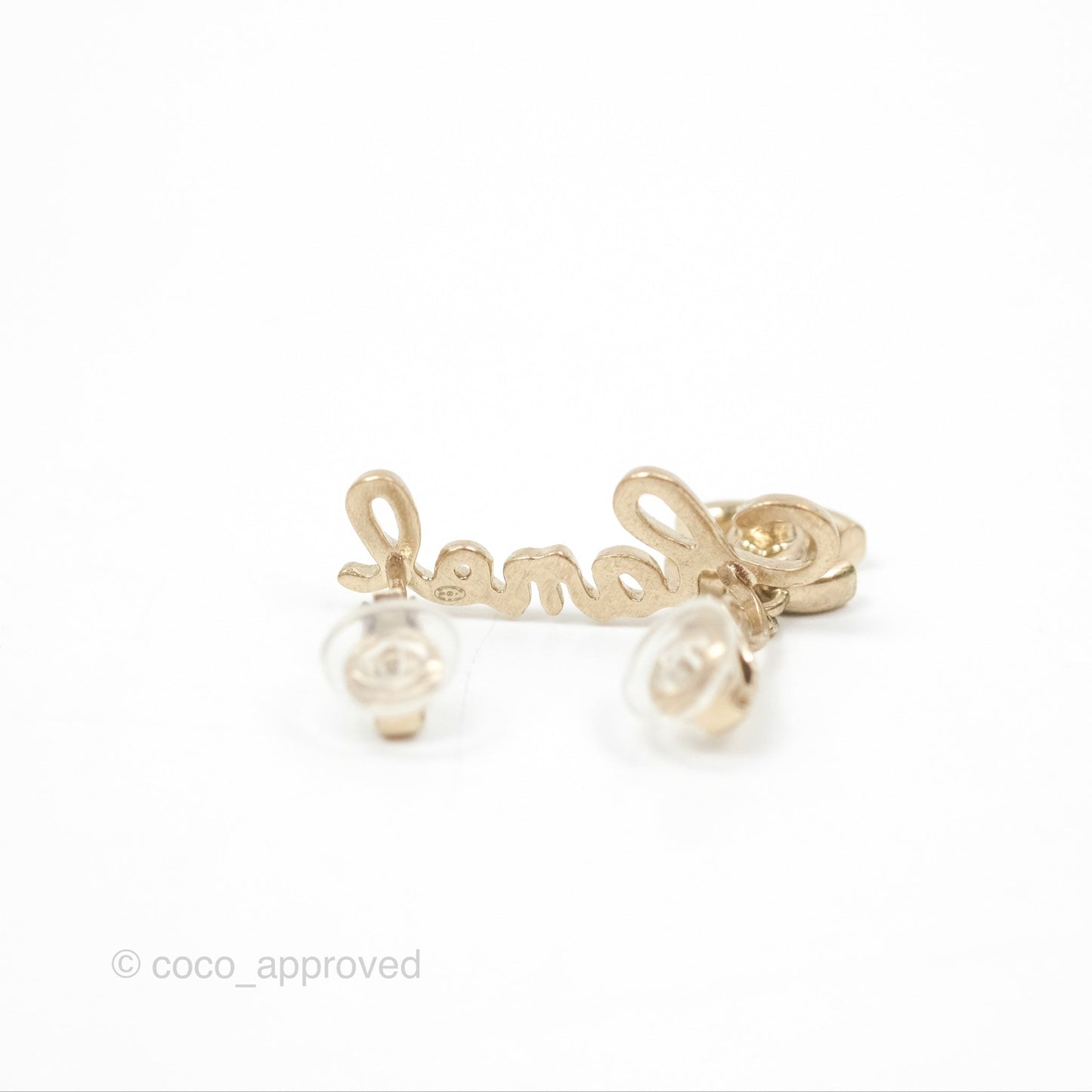 Chanel Logo CC Turnlock Ear Clips Gold Tone 21P