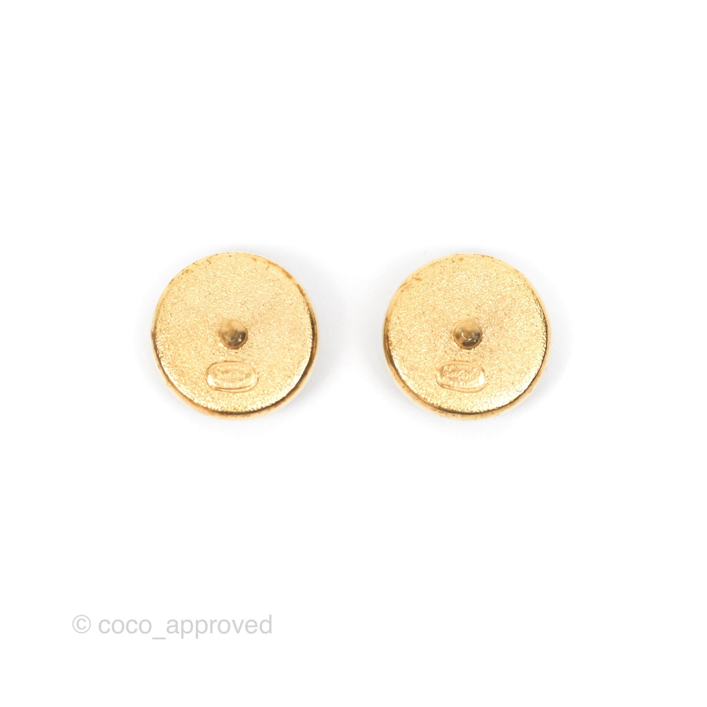 Chanel Round Black CC Perfume Bottle Earrings Gold Tone 20B