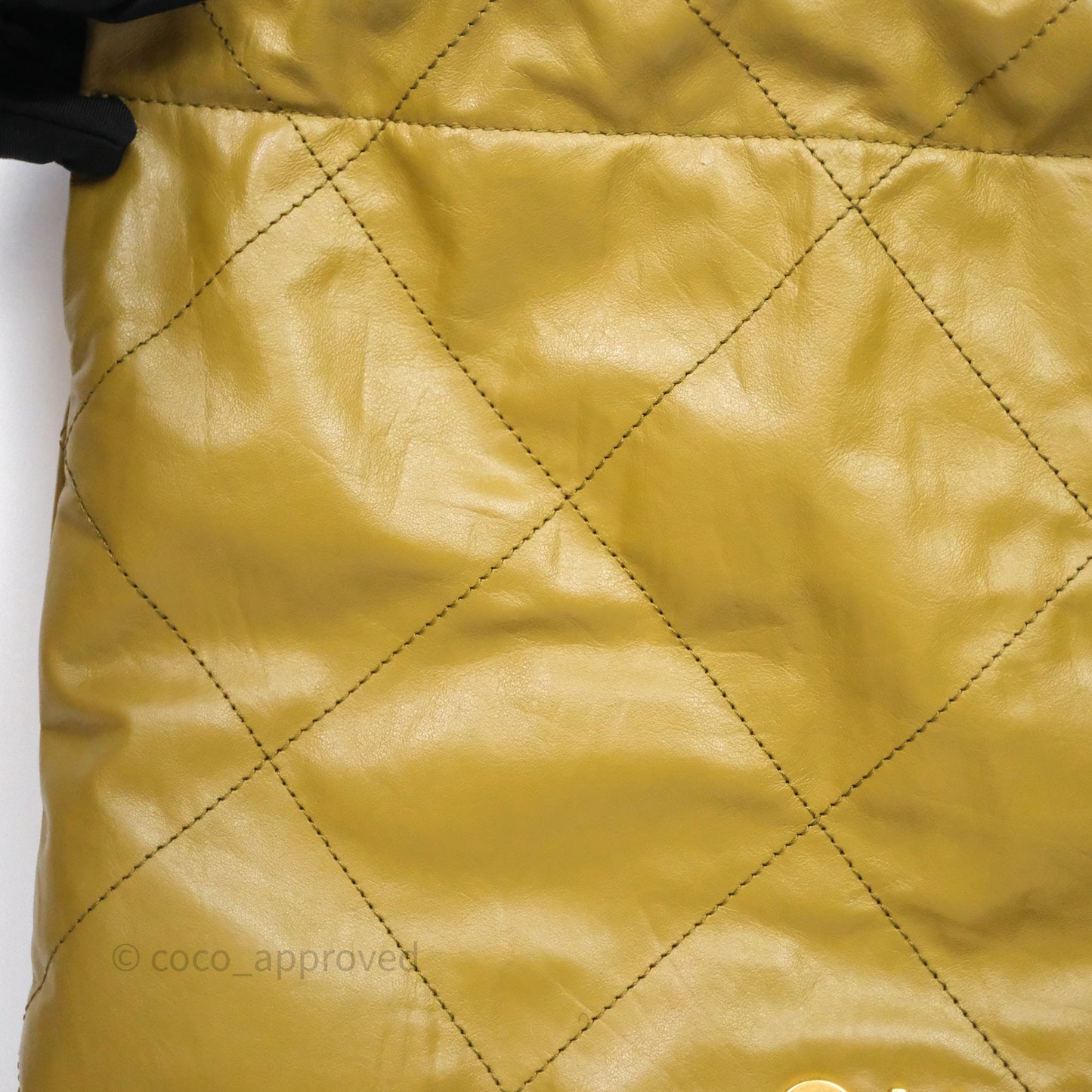Chanel 22 Bag Medium Crumpled Olive Green Calfskin Aged Gold Hardware