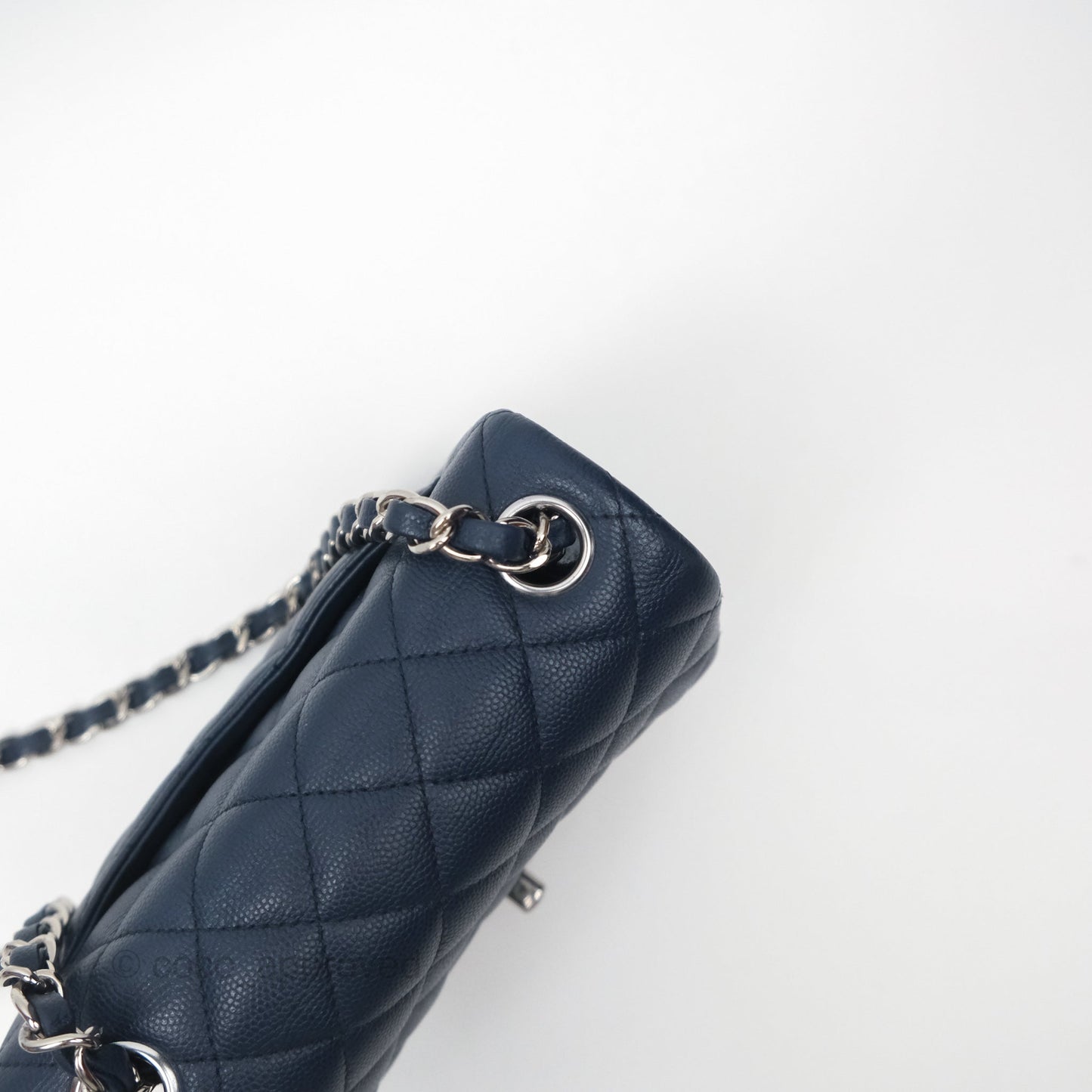 Chanel Mini Square Flap Quilted Navy Caviar Silver Hardware