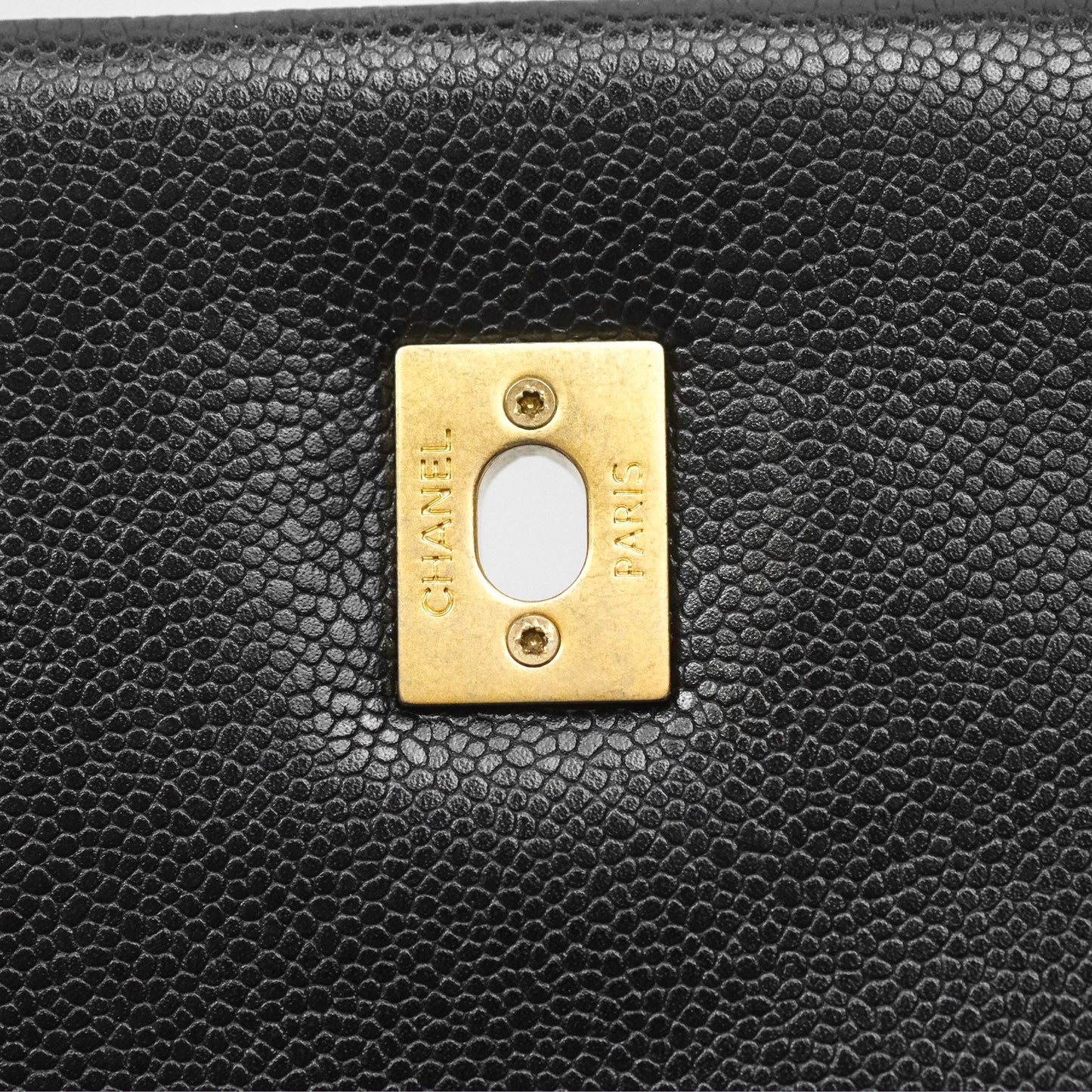 Chanel Chain Around Flap Bag Black Caviar Aged Gold Hardware 22B