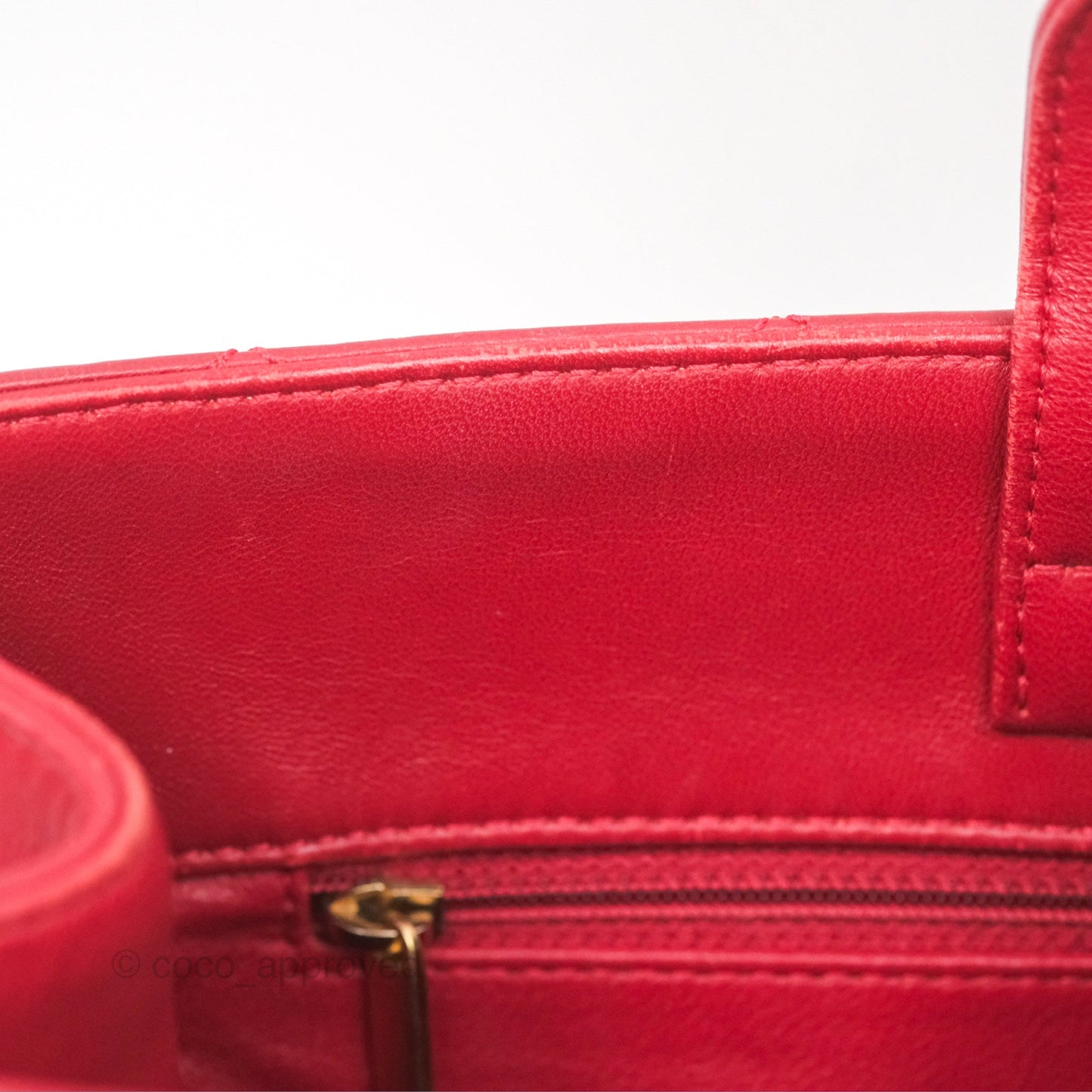 Chanel Tote Bag Red Lambskin Aged Gold Hardware