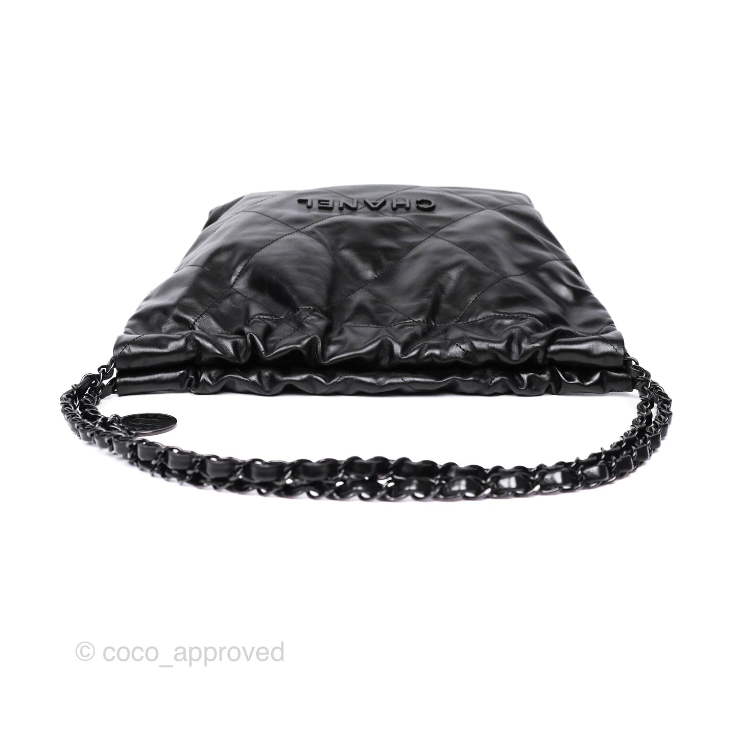 Chanel 22 Small Quilted So Black Shiny Crumpled Calfskin