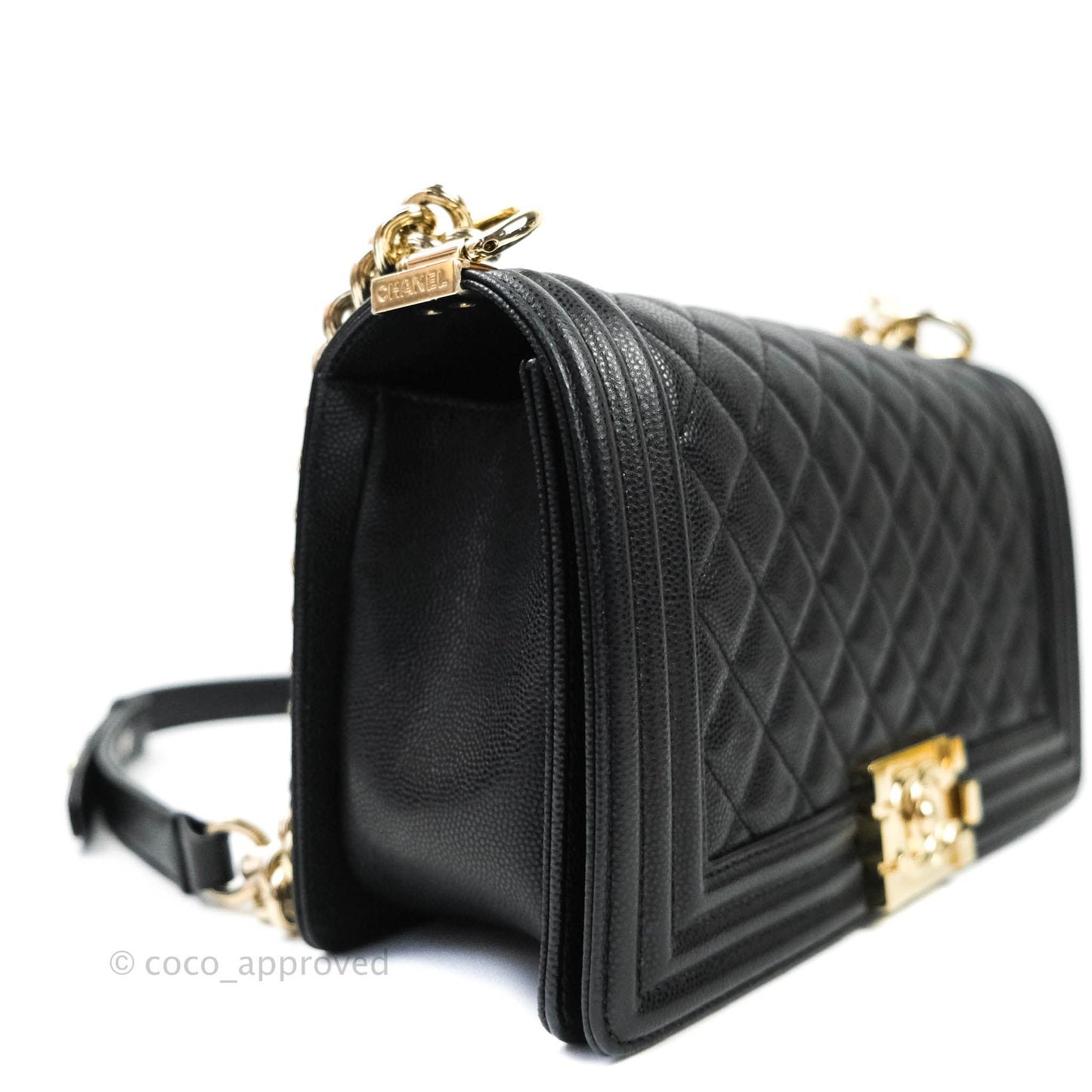 Chanel Boy Quilted Medium Black Caviar Gold Hardware