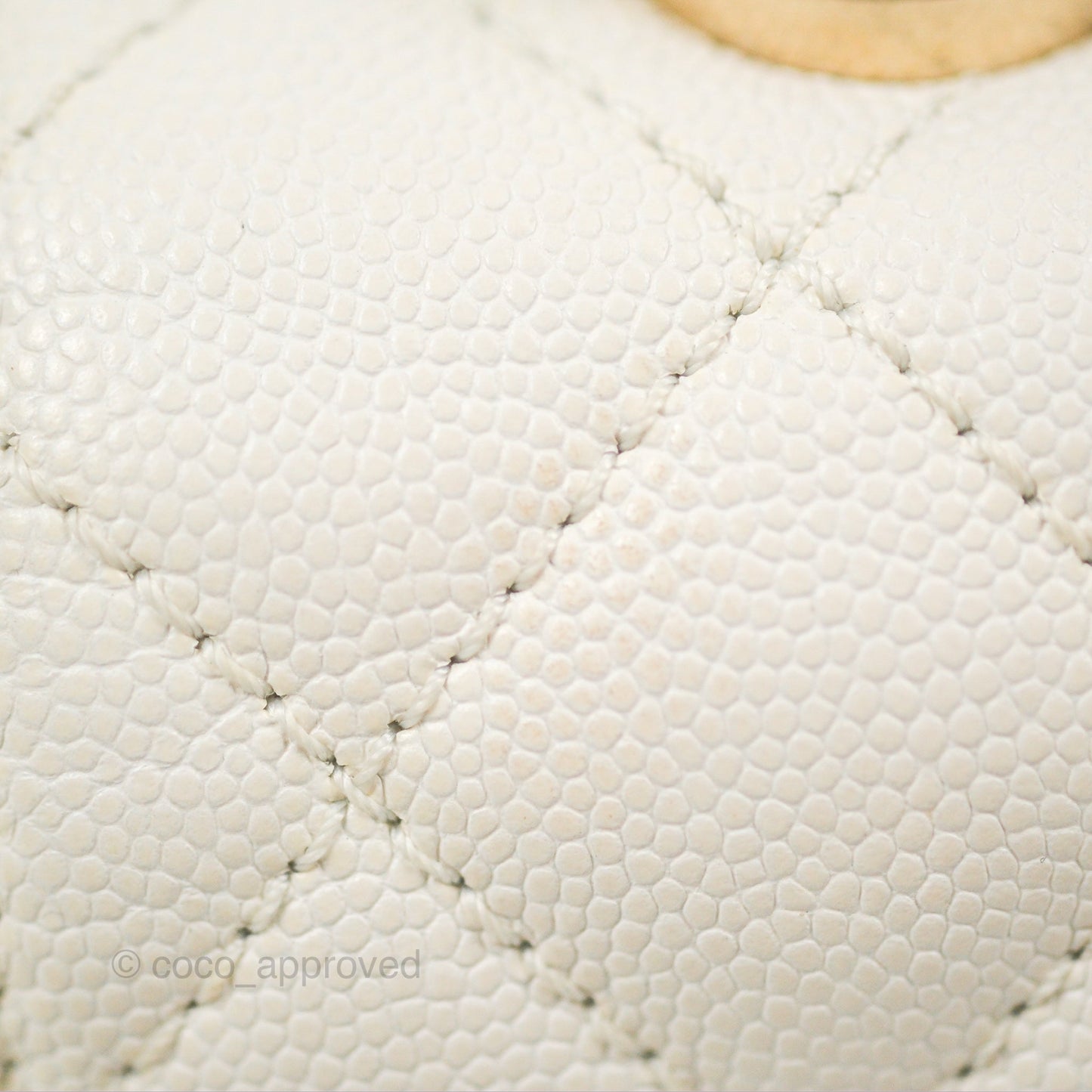 Chanel Mini Coco Handle Quilted Ivory White Caviar Gold Hardware