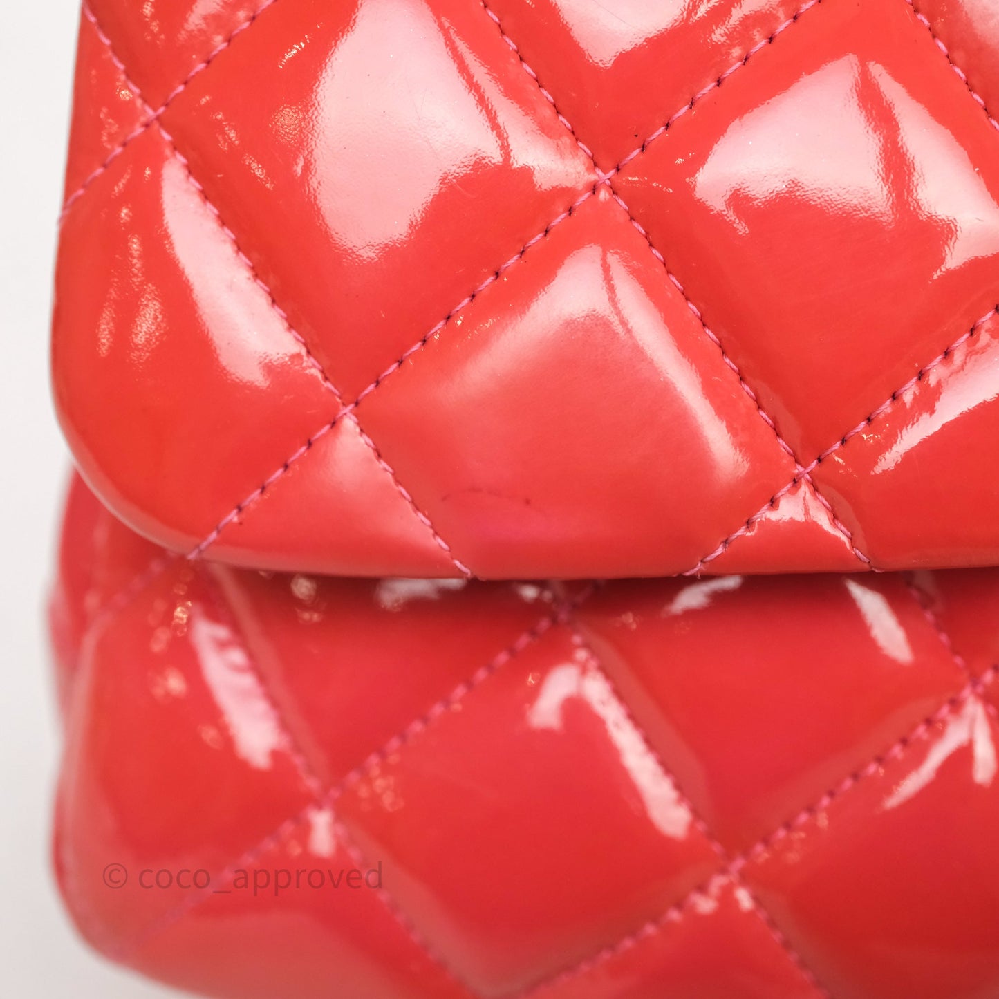 Chanel Jumbo Double Flap Red Orange Patent Silver Hardware⁣⁣