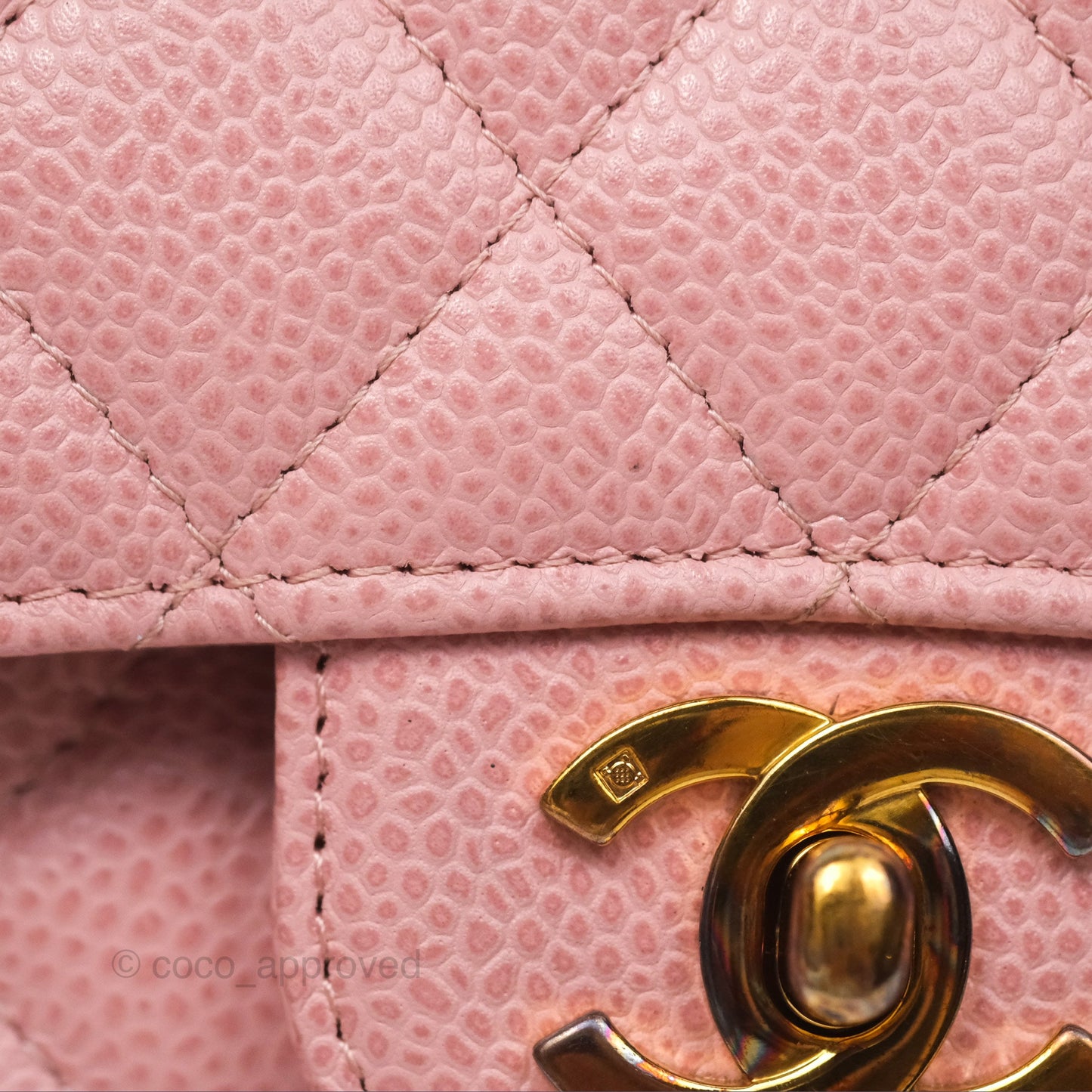 Chanel Vintage Classic M/L Medium Flap Quilted Sakura Pink Caviar 24K Gold Hardware