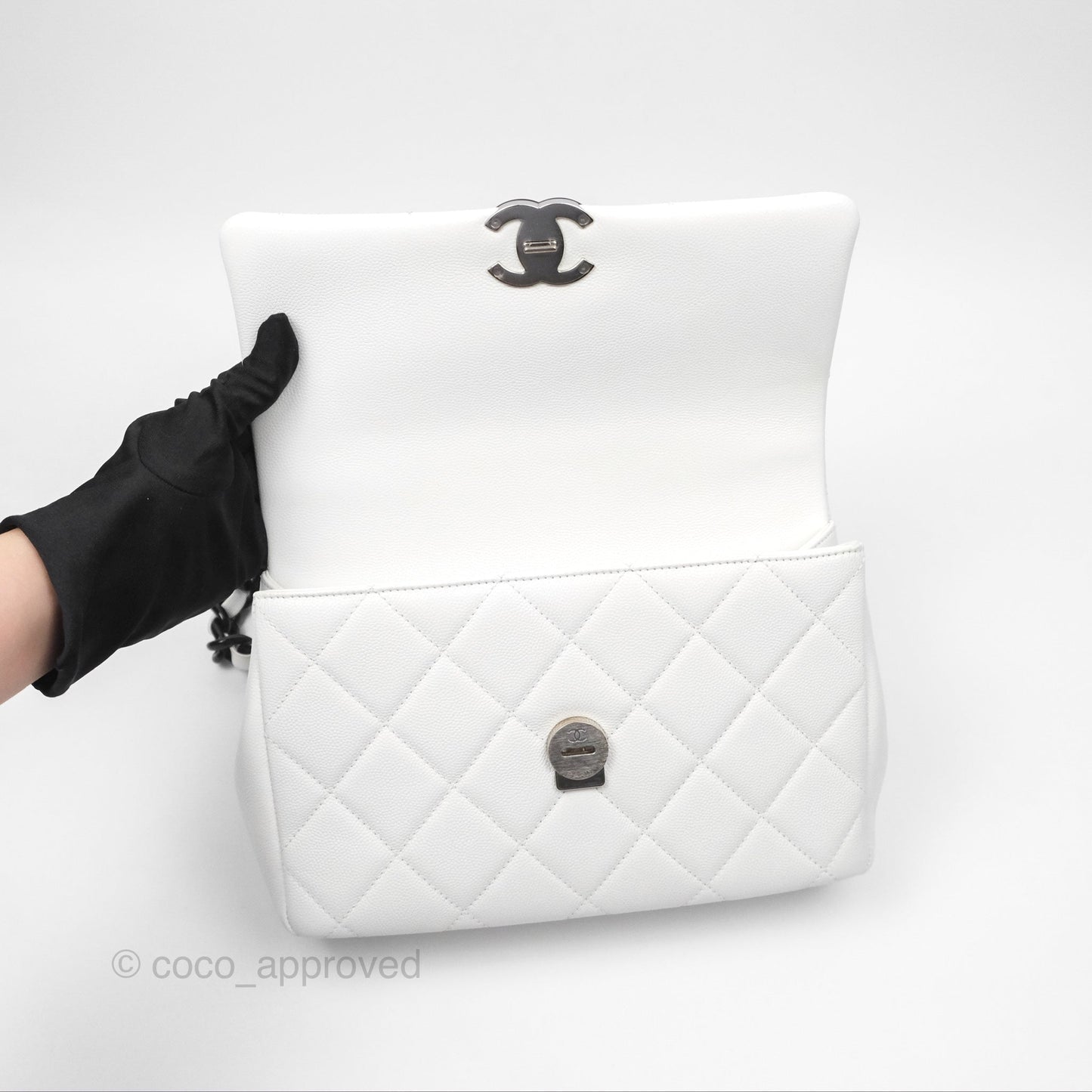 Chanel Quilted My Everything Medium Flap Bag White Caviar Incognito Hardware