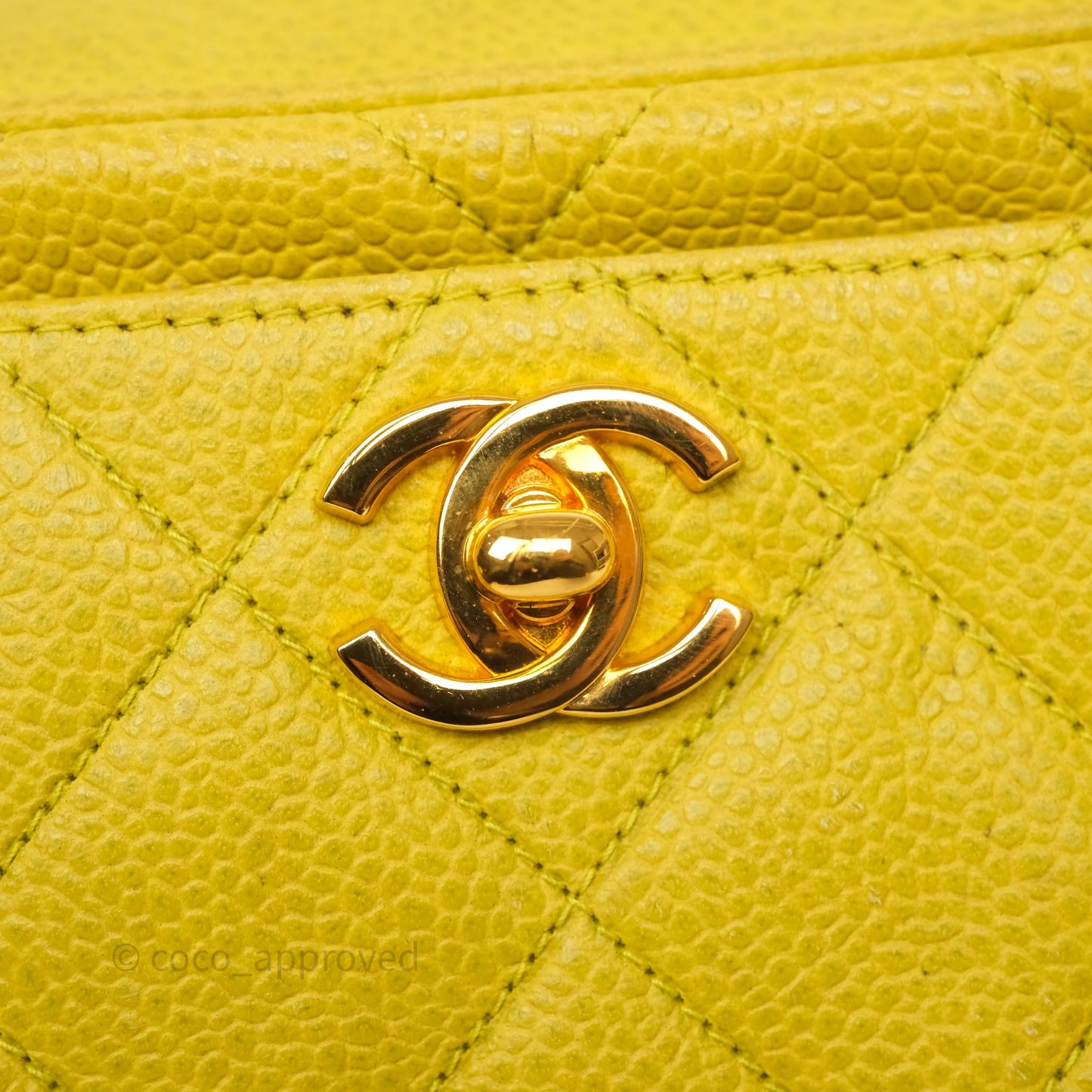 Chanel Vintage Quilted Camera Bag Green Yellow Caviar Gold Hardware