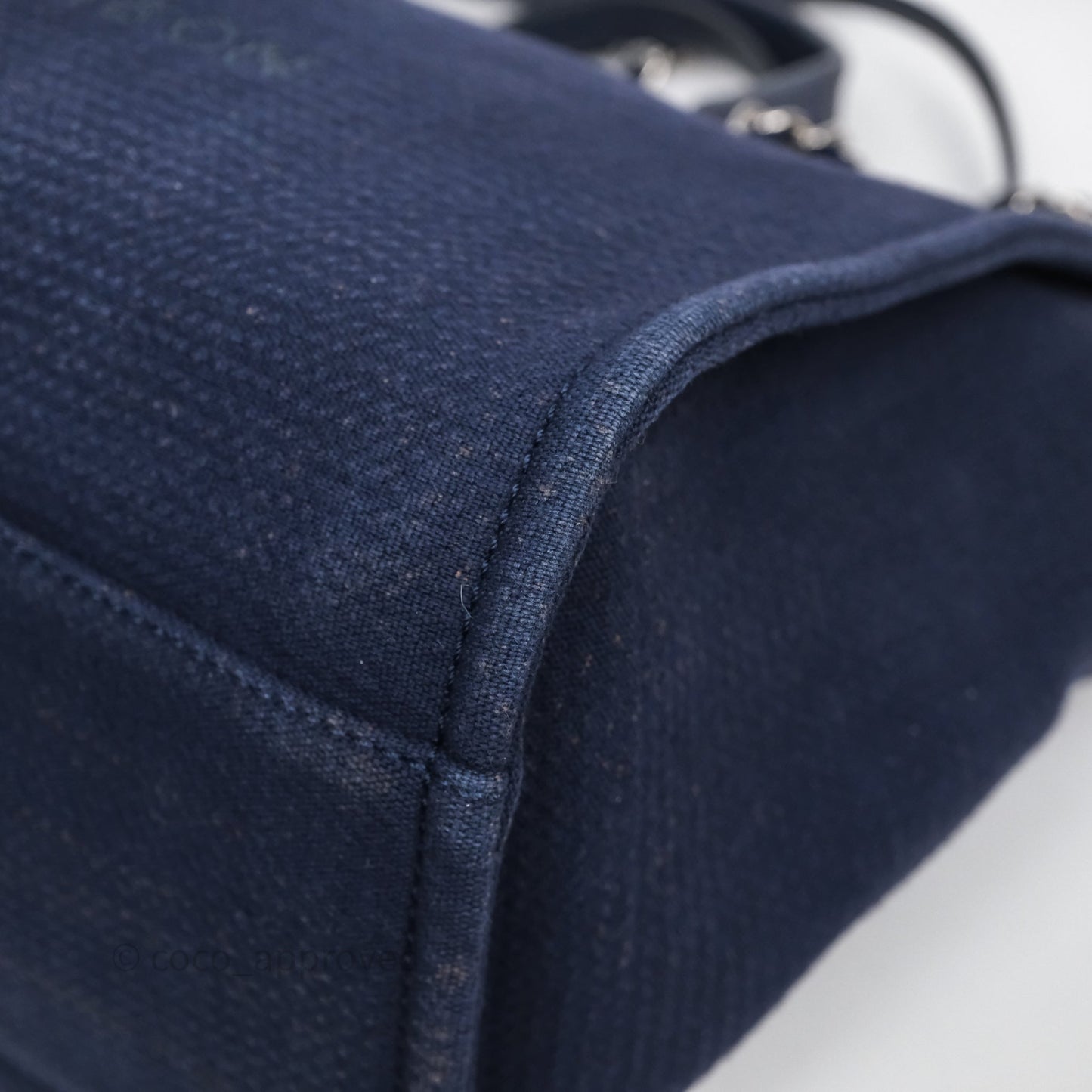 Chanel Large Deauville Navy Canvas Silver Hardware