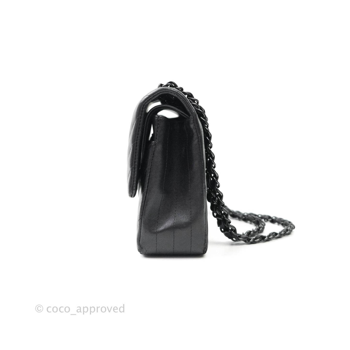 Chanel Classic Chevron M/L Medium Double Flap So Black Lambskin