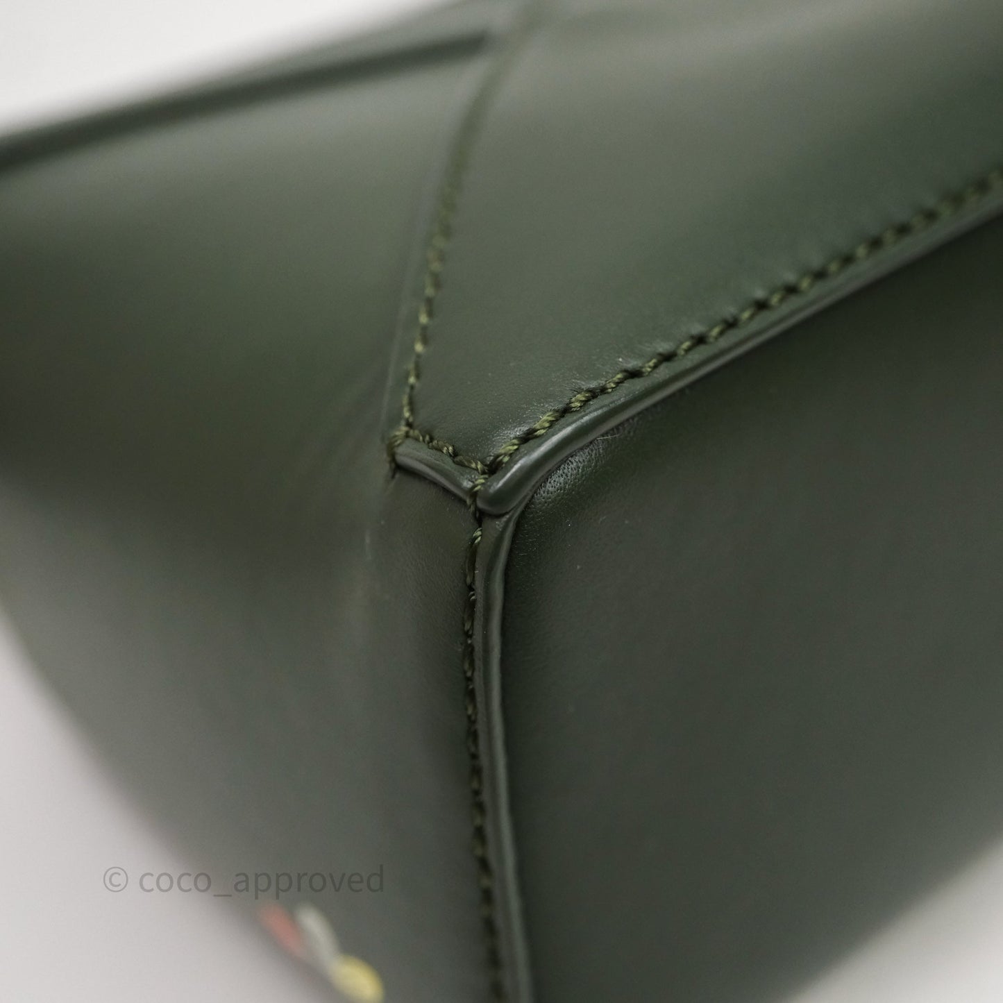 Loewe X SUNA FUJITA Mini Pandas Puzzle Bag Dark Green Calfskin Gold Hardware