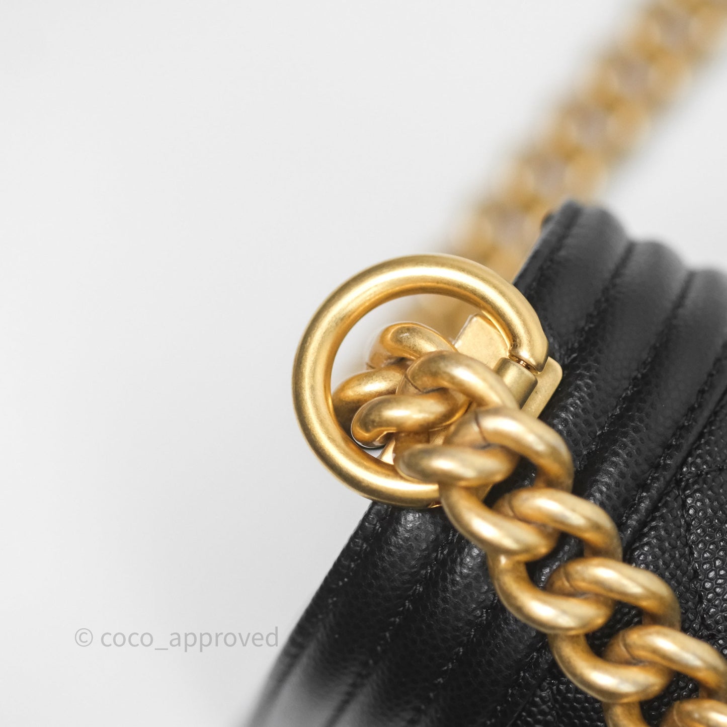 Chanel Quilted Medium Boy Black Caviar Aged Gold Hardware