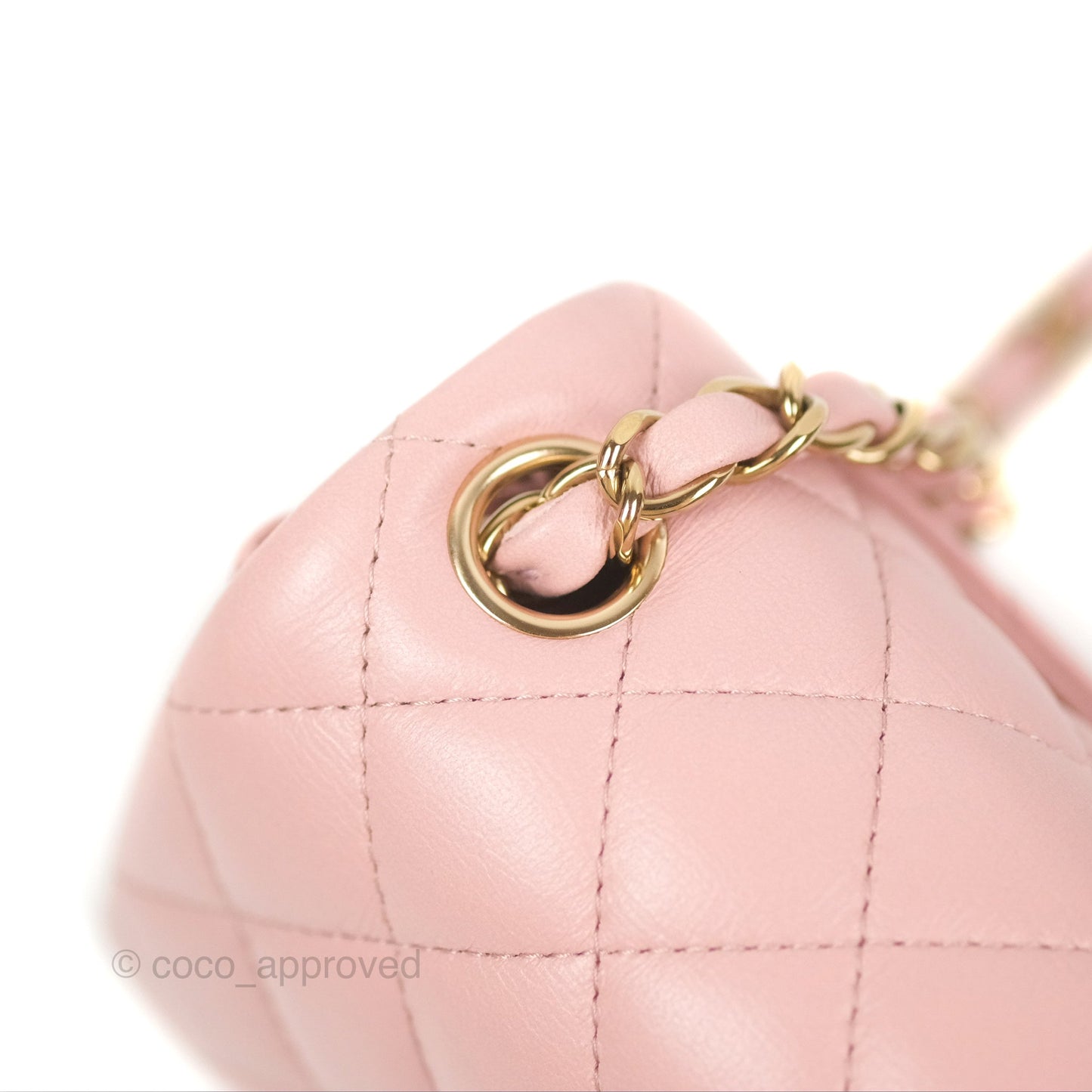 Chanel Quilted Mini Square Flap Pink Lambskin Gold Hardware