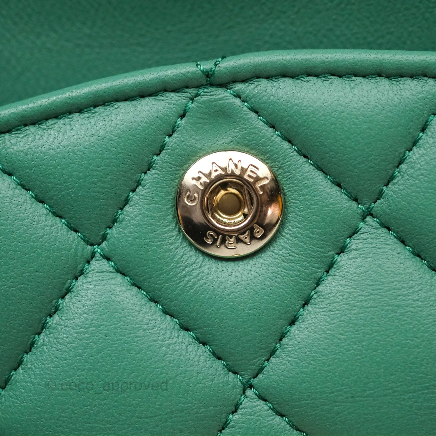 Chanel Small S/M Classic Flap Green Lambskin Gold Hardware