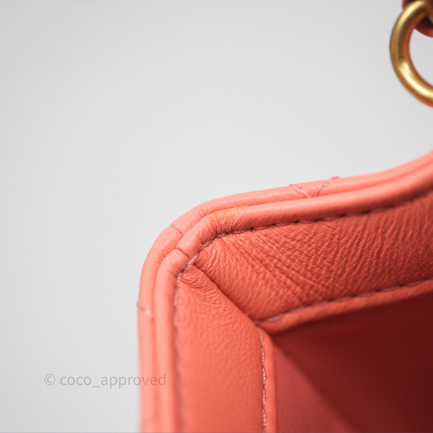 Chanel Pearl Crush Mini Square Quilted Peachy Pink Lambskin Aged Gold Hardware