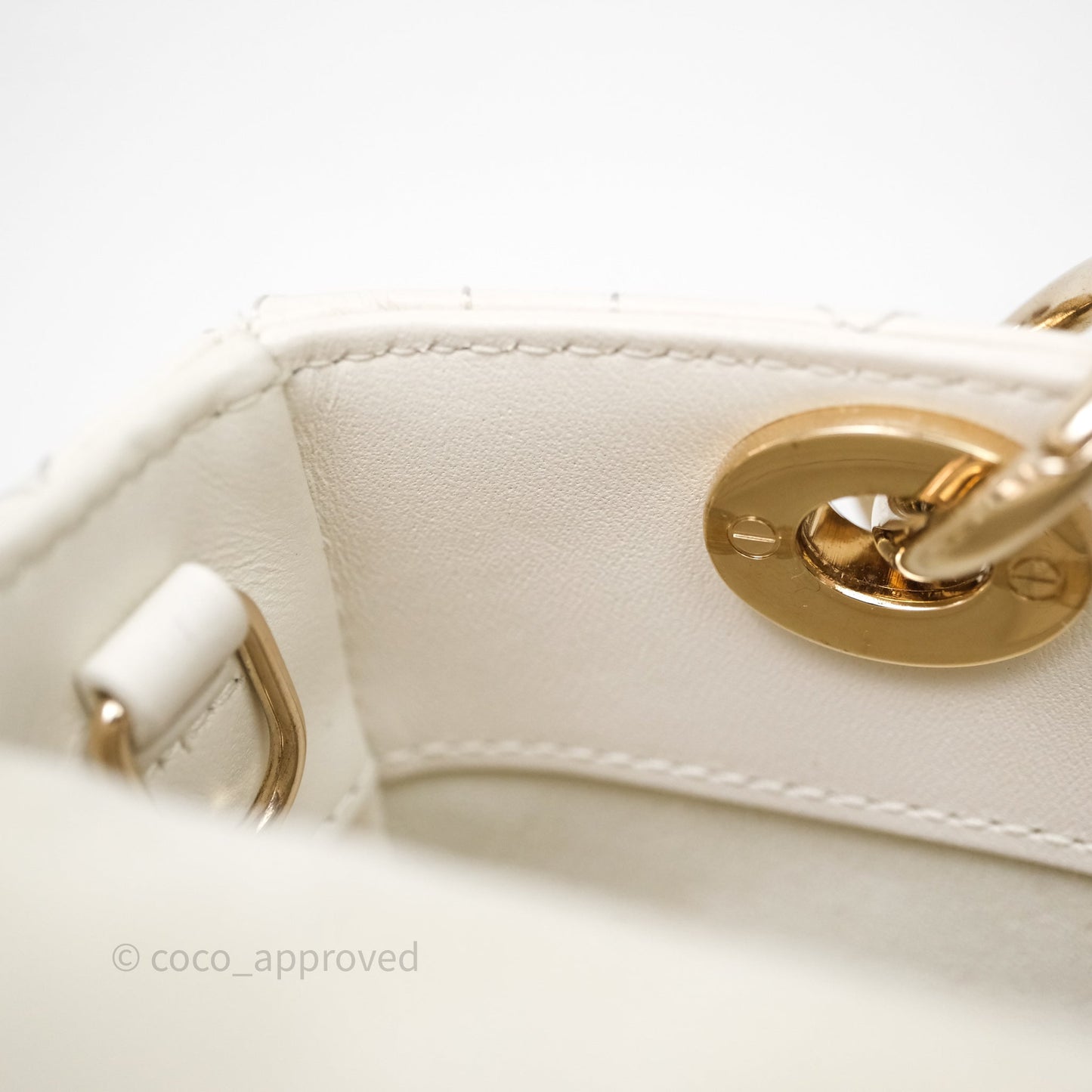 Christian Dior Micro Lady D-Joy Bag Latte Cannage Lambskin Gold Hardware