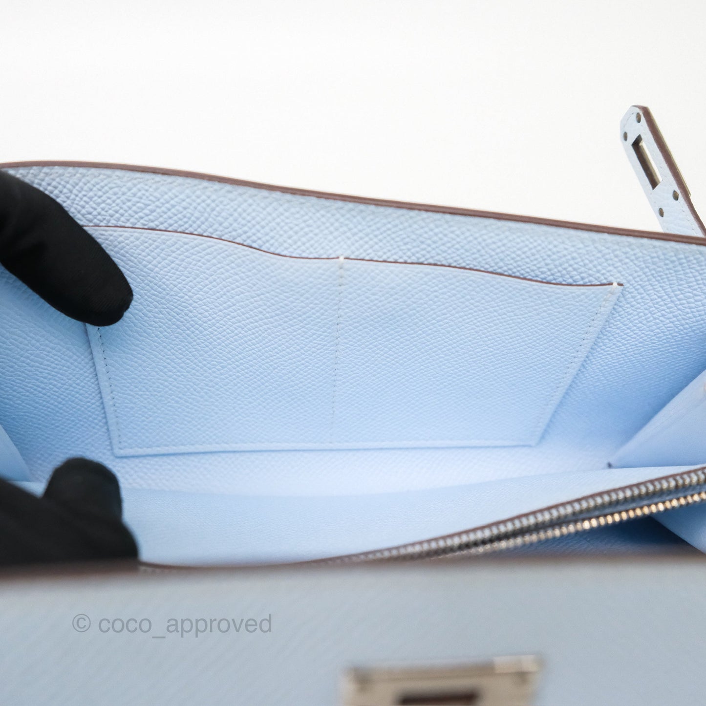 Hermès Kelly To Go Wallet Bleu Brume T0 Epsom Palladium Hardware