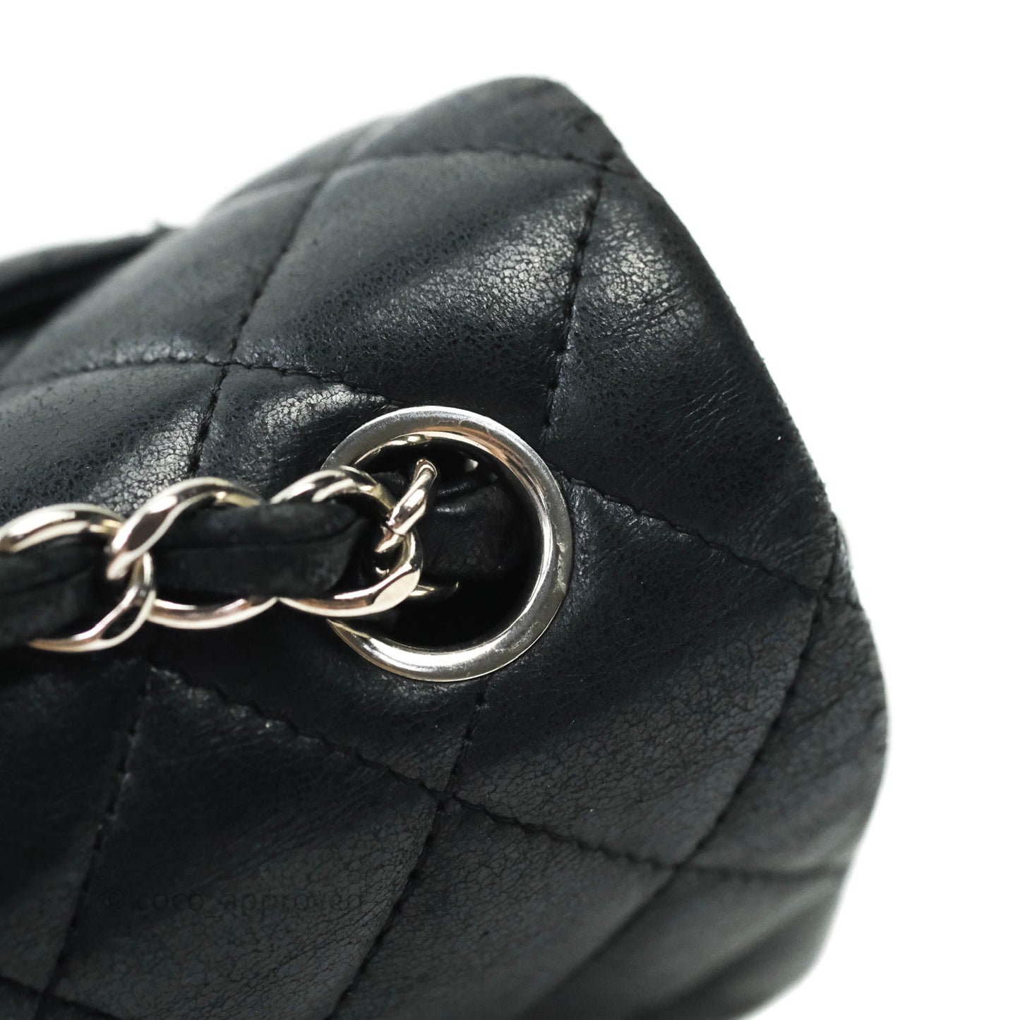 Chanel Classic Quilted Mini Rectangular Flap Black Lambskin Silver Hardware