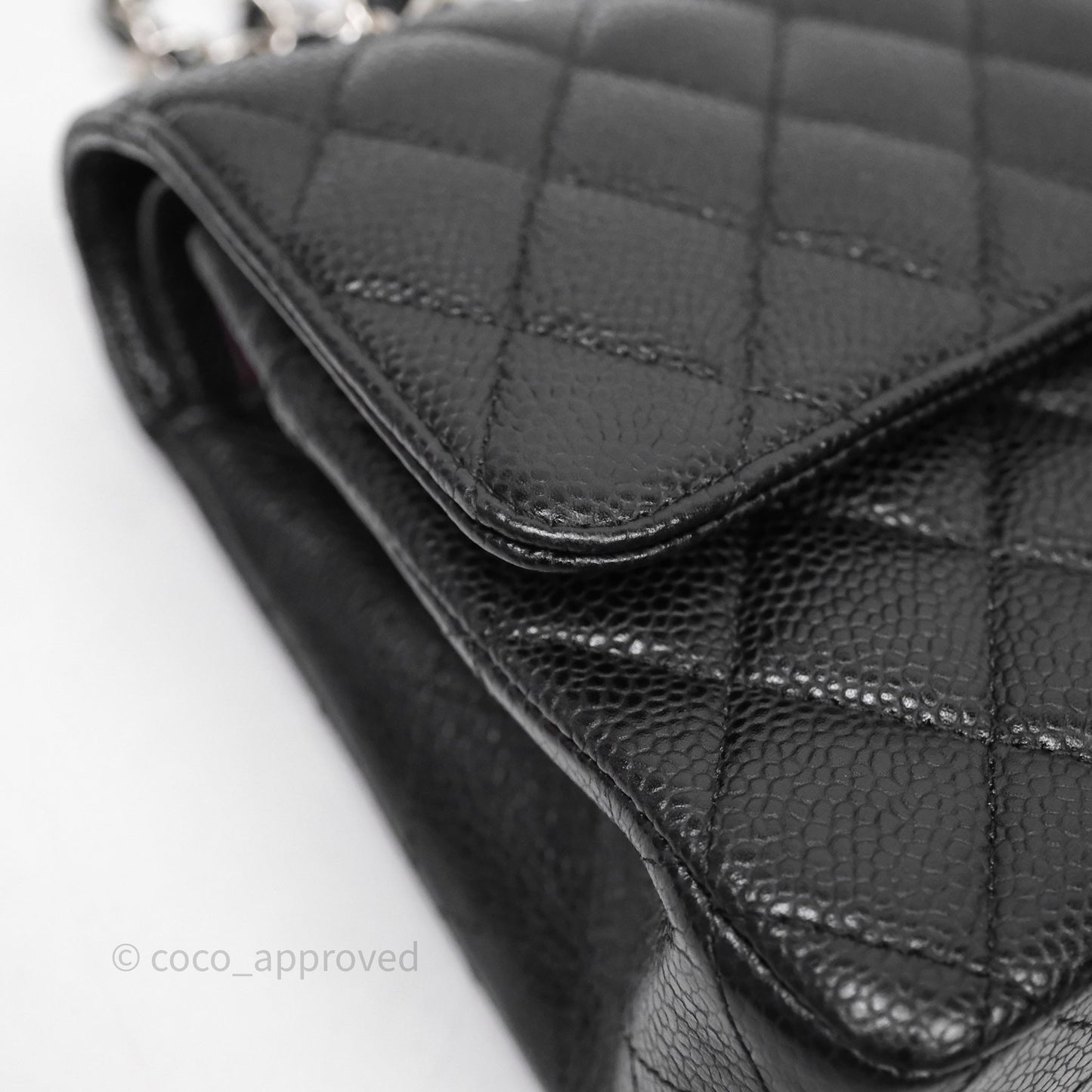 Chanel Classic M/L Medium Flap Quilted Black Caviar Silver Hardware