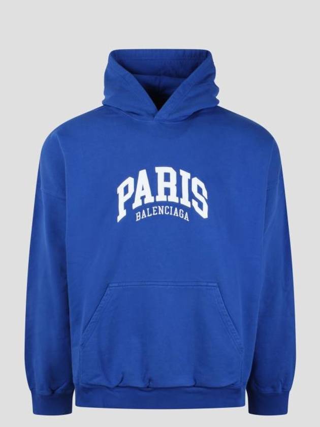 Luxury Balenciaga Cities Paris Oversized Hoodie Blue