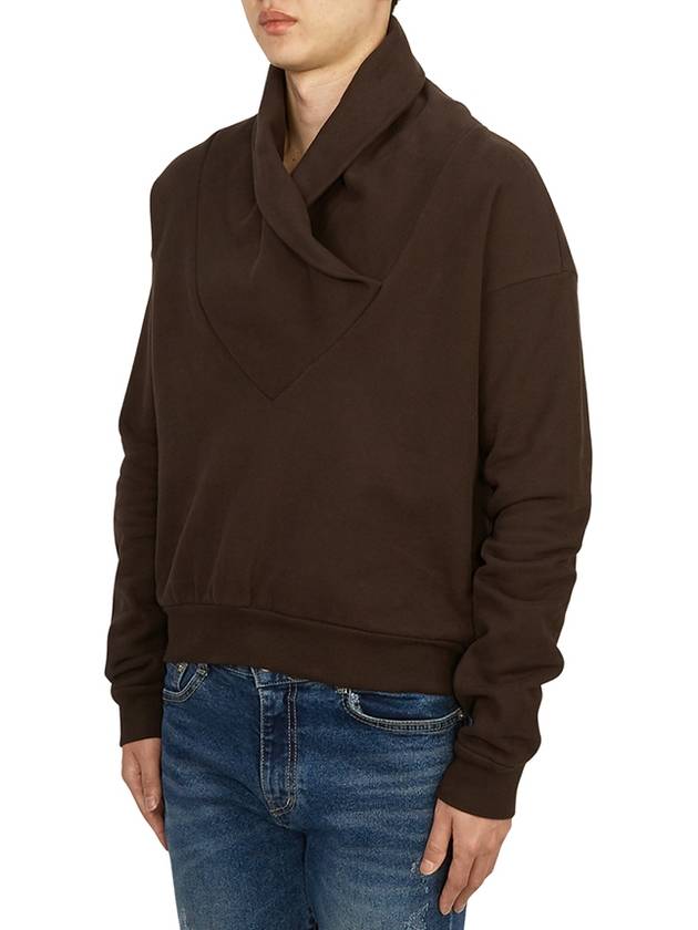 Luxury Saint Laurent Men's Shawl Collar Cotton Sweatshirt Brown