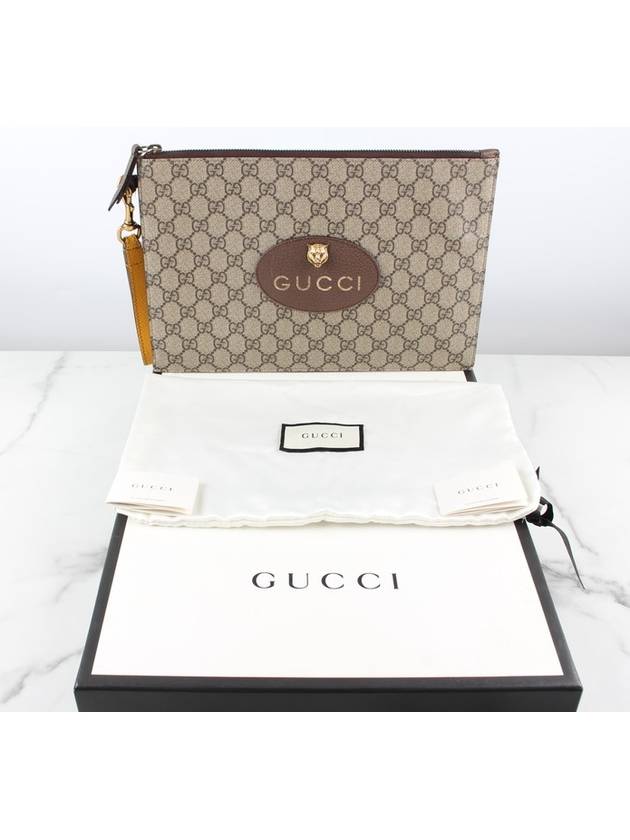 Luxury Gucci Trending 2025 GG Supreme Jaguar gold clutch bag