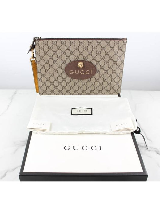 Luxury Gucci Trending 2025 GG Supreme Jaguar gold clutch bag