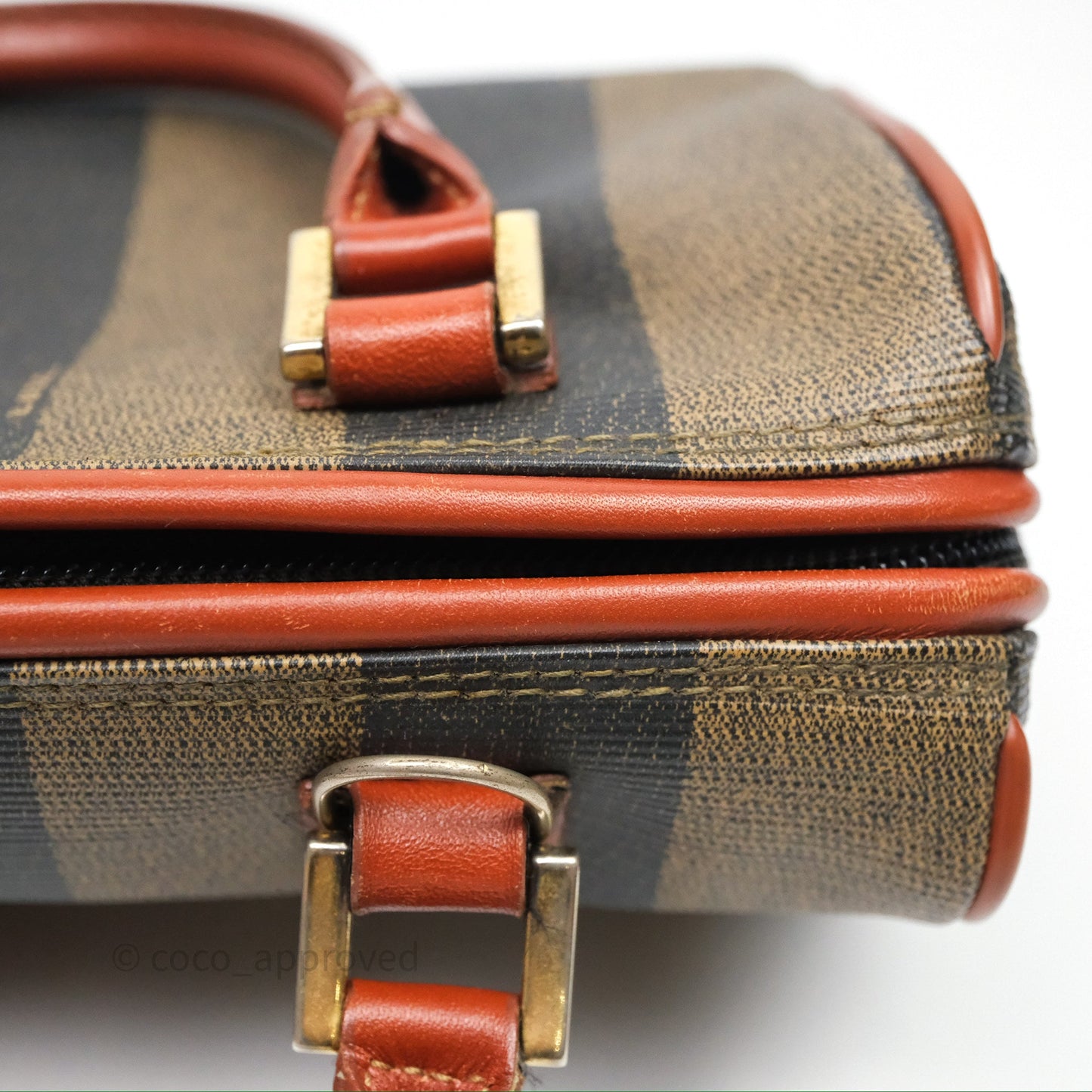 Fendi Mini Vintage Striped Boston Bag