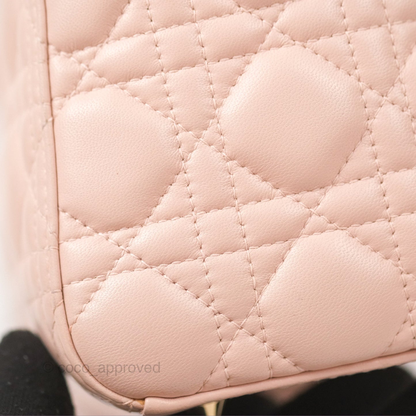 Christian Dior Medium Lady Dior Cannage Light Pink Lambskin Gold Hardware