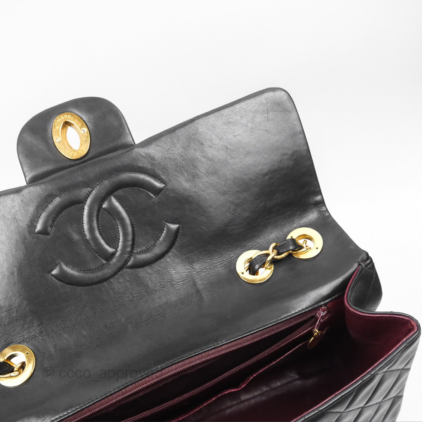 Chanel Vintage Maxi Single Flap Black Lambskin 24K Gold Hardware