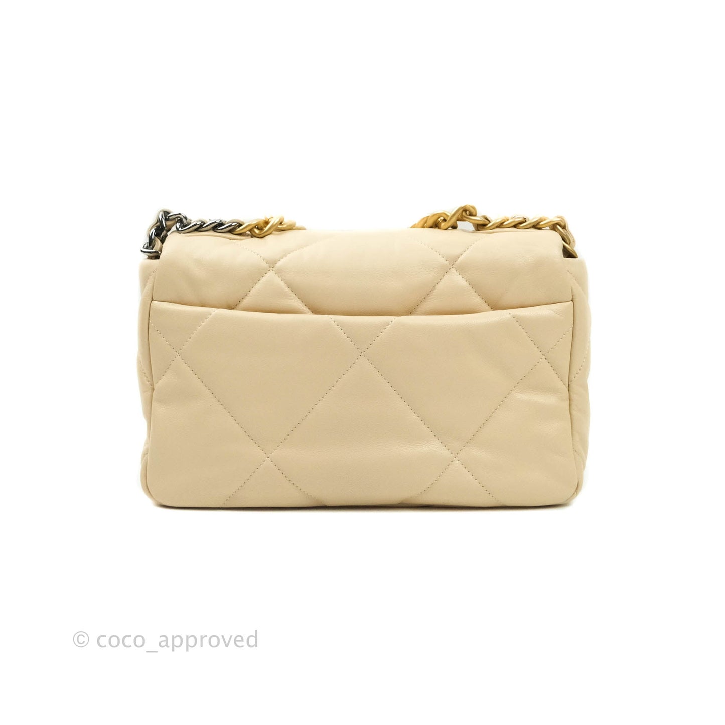 Chanel 19 Small Beige Goatskin Mixed Hardware