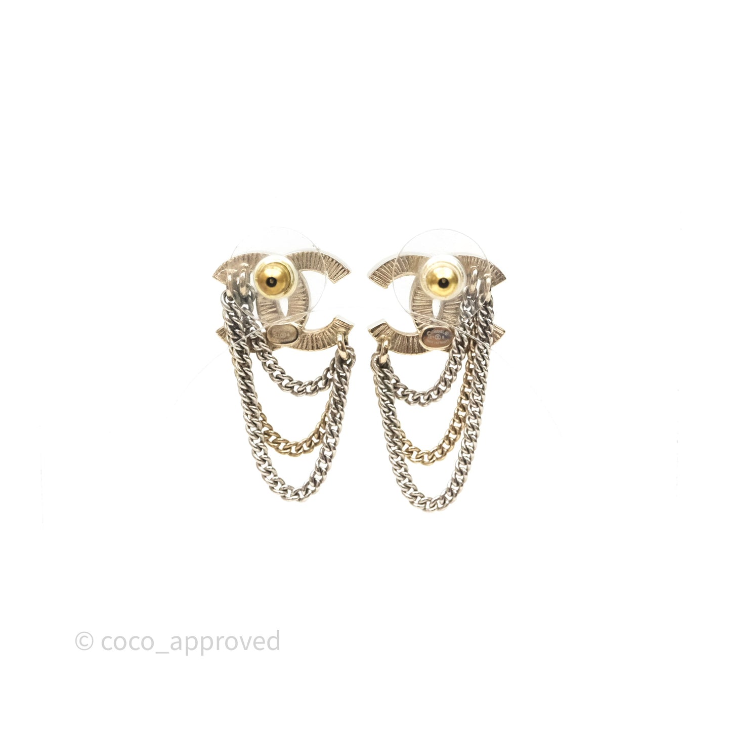 Chanel Crystal CC Chain Pendant Earrings 21B