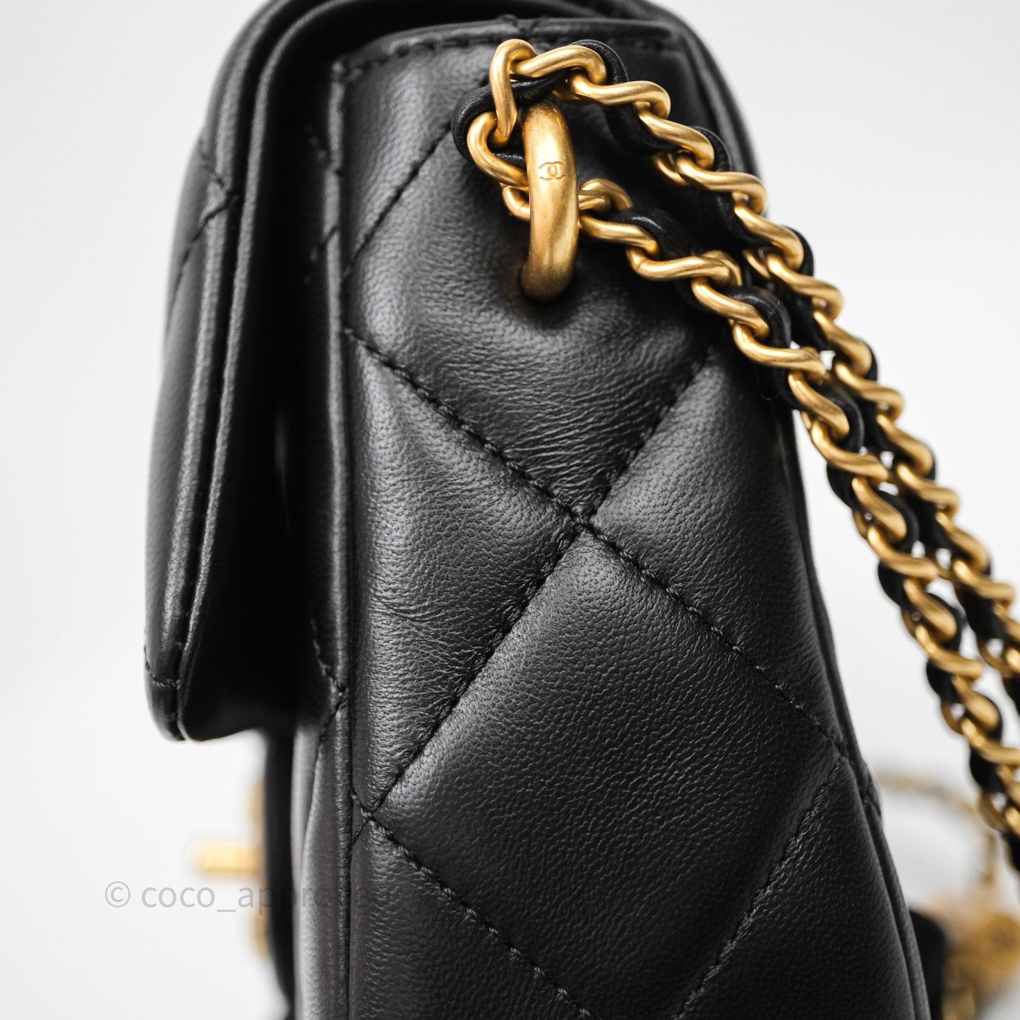 Chanel My Perfect Mini With Pearl Quilted Black Lambskin Gold Hardware