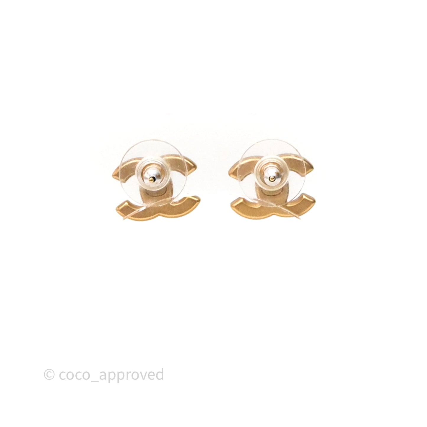 Chanel Crystal CC Earrings Gold Tone 21C