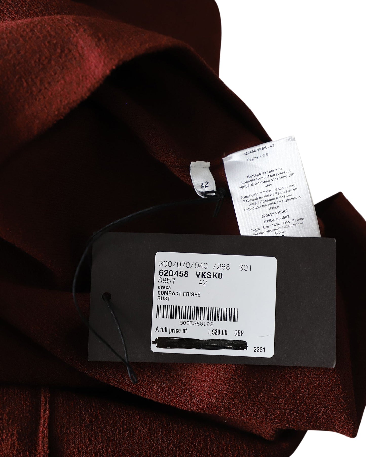 Luxury Bottega Veneta One Shoulder Dress in Rust Viscose
