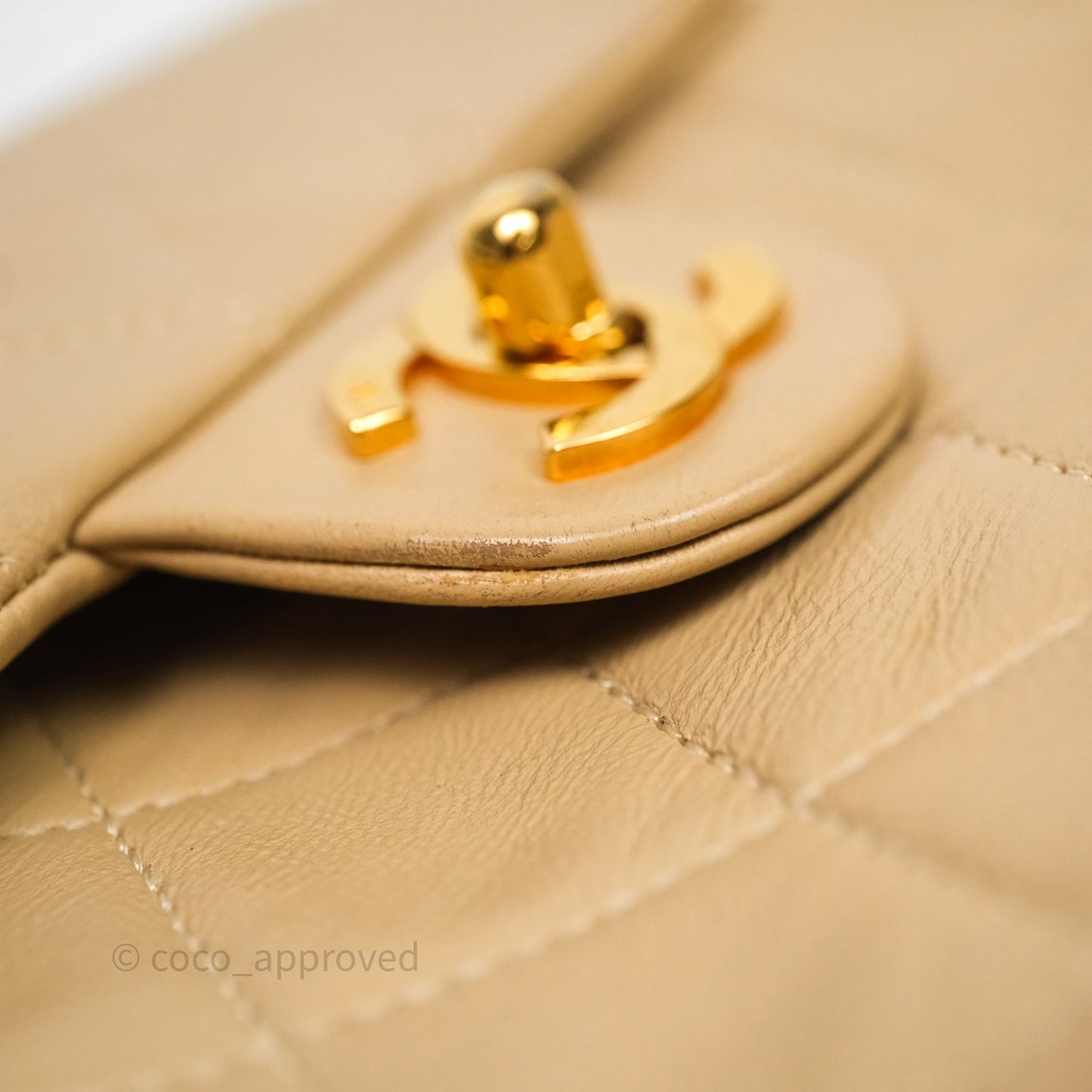 Chanel Vintage Mini Flap Bag Beige Lambskin Gold Hardware