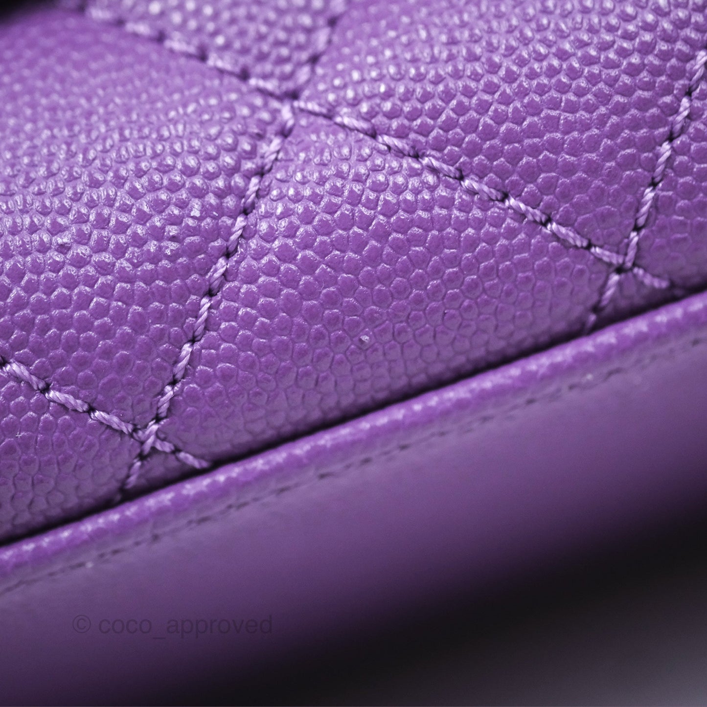 Chanel Quilted Mini Coco Handle Caviar Purple Gold Hardware